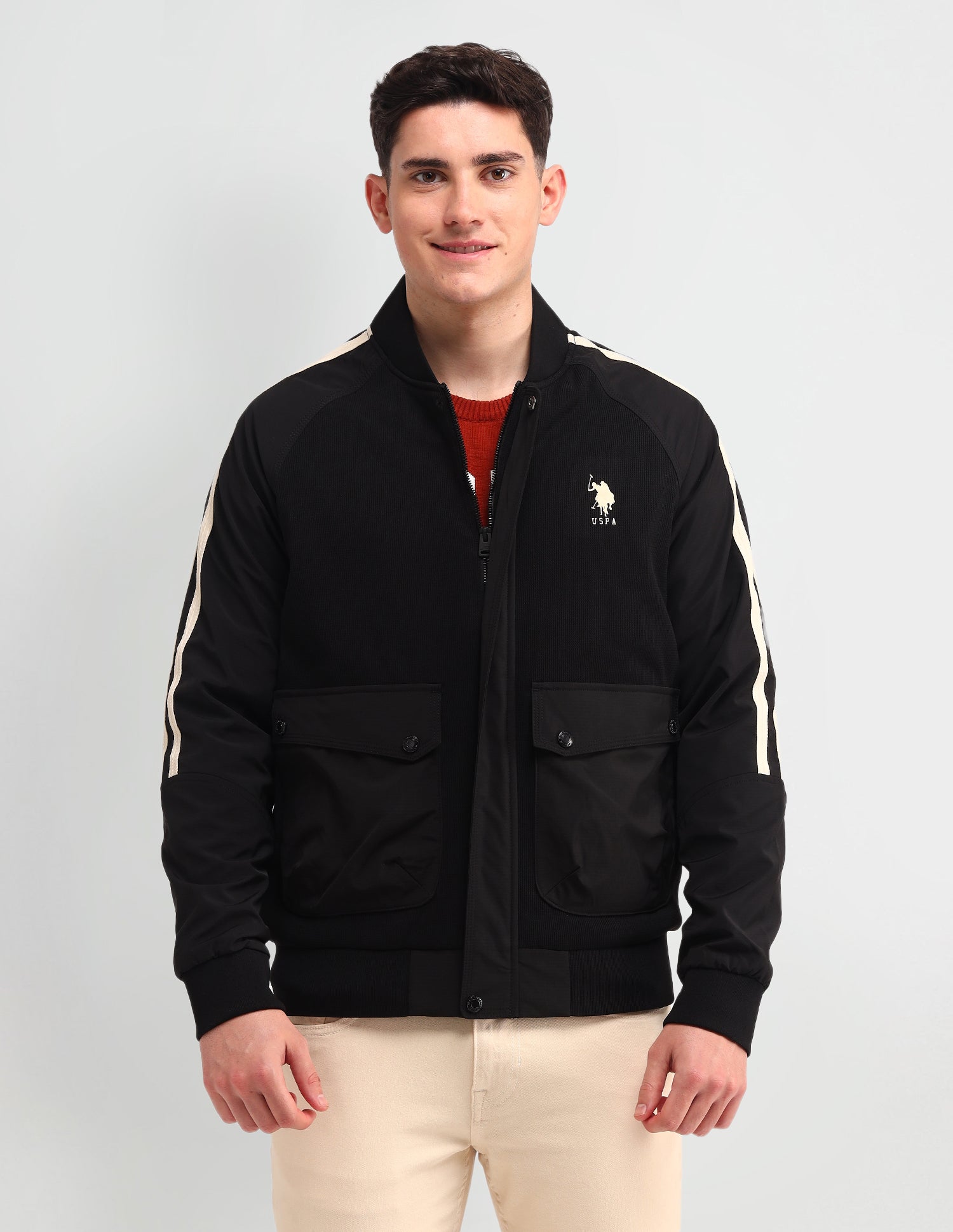 Vertical Stripes Regular Fit Jacket Black - U.S. Polo Assn. India | Large