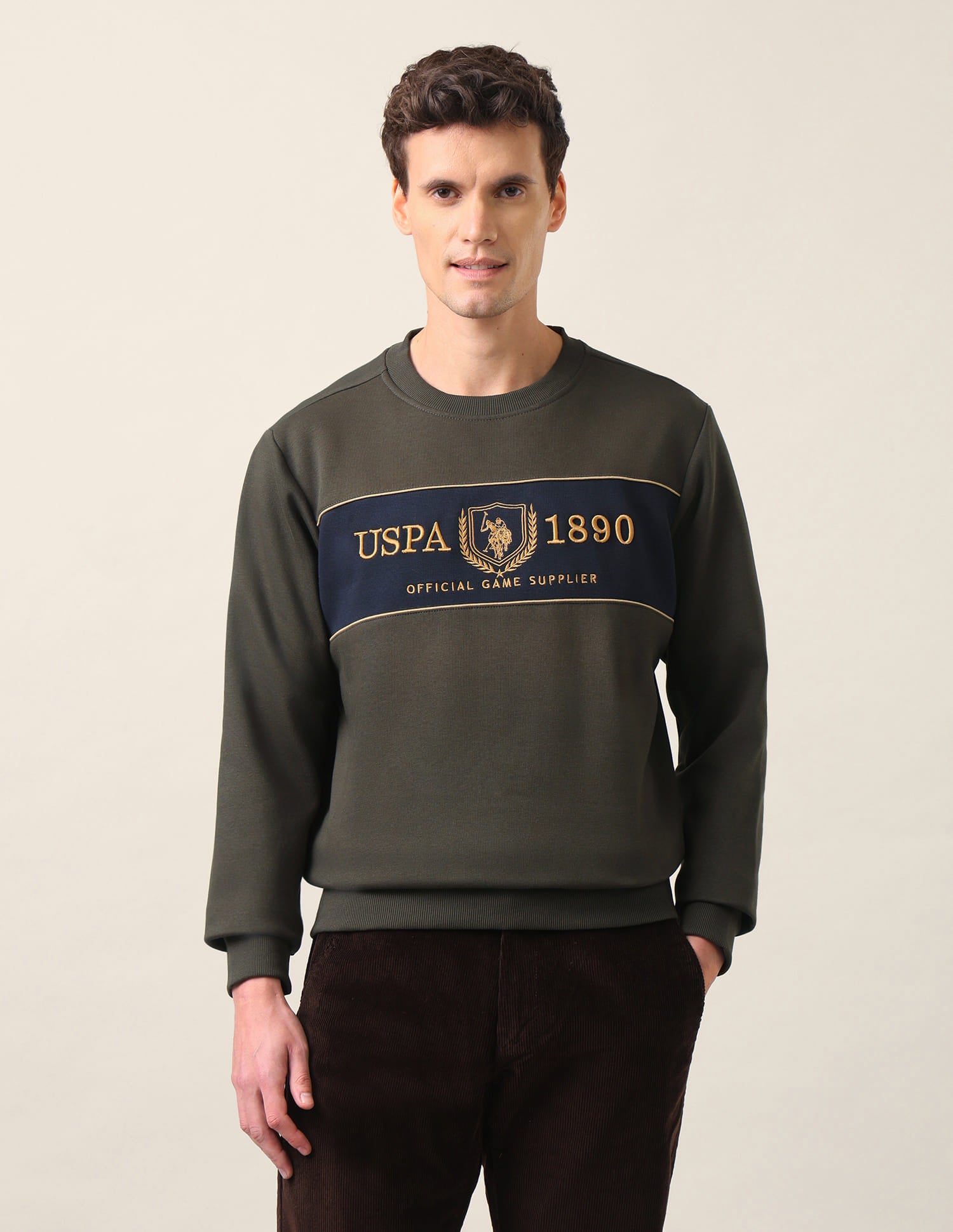 Brand Printed Regular Fit Sweatshirt Teal - U.S. Polo Assn. India | Large