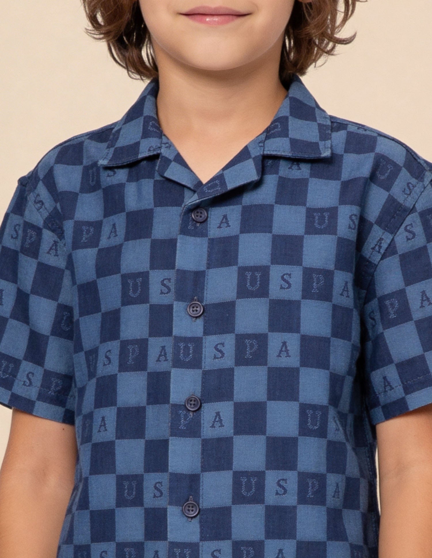 Chequer Brand Printed Dobby Shirt Light Indigo - U.S. Polo Assn. India | Large