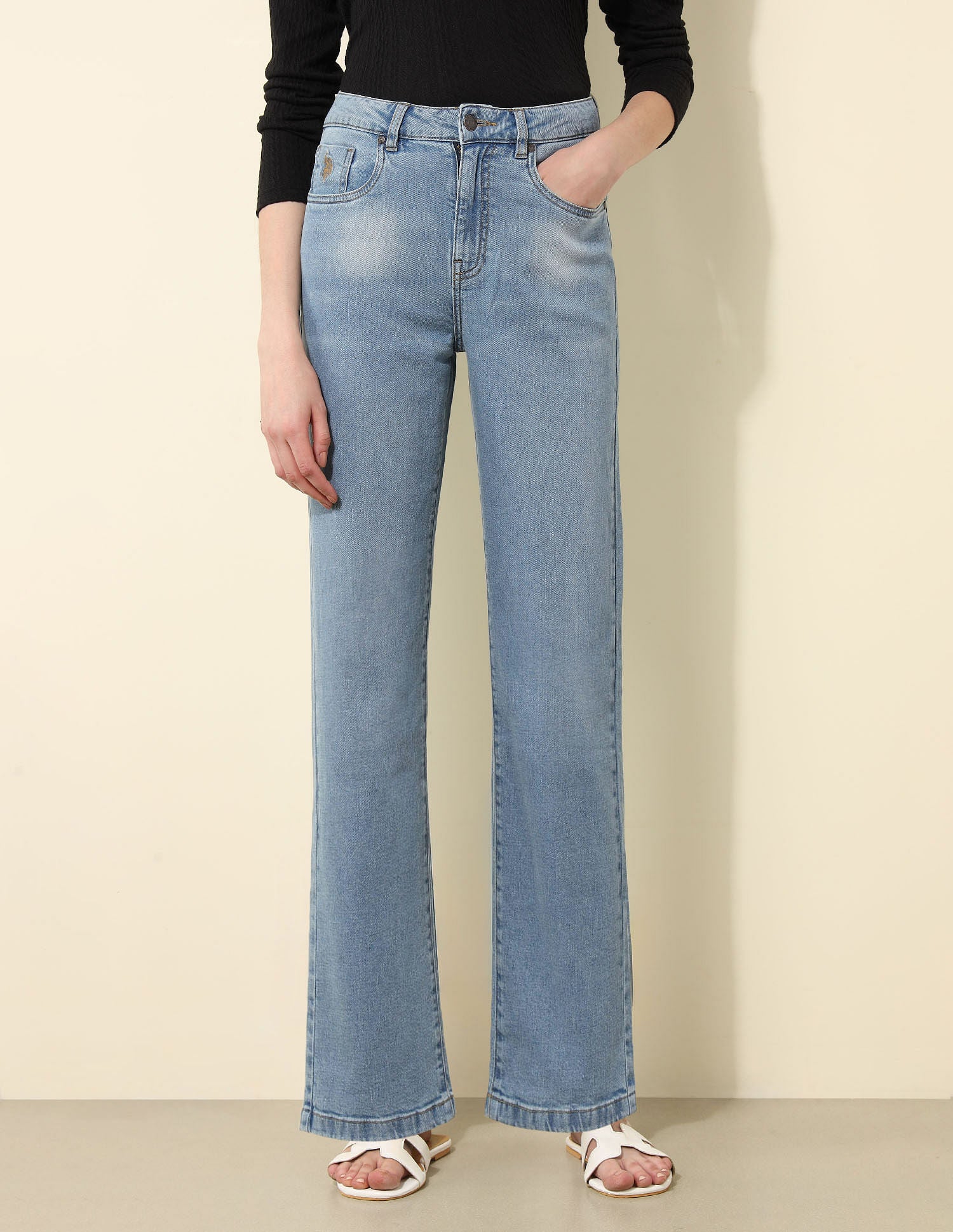 High Rise Straight Fit Jeans Blue - U.S. POLO ASSN. | Large