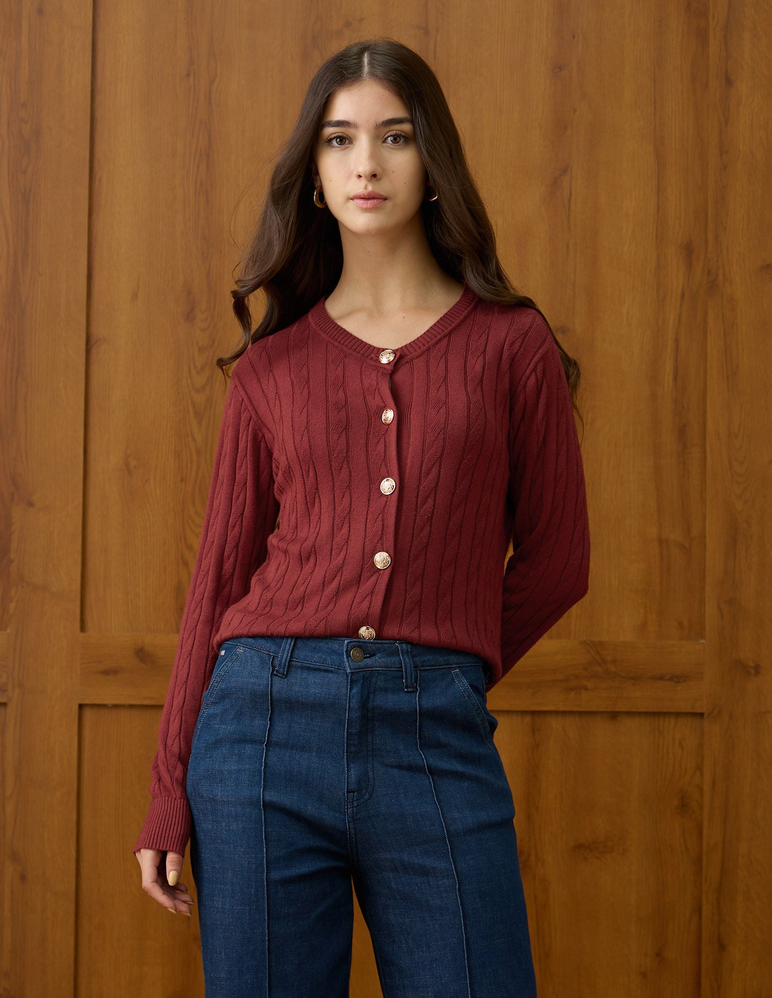 Cable Knit Regular Fit Sweater Red - U.S. POLO ASSN. | Large