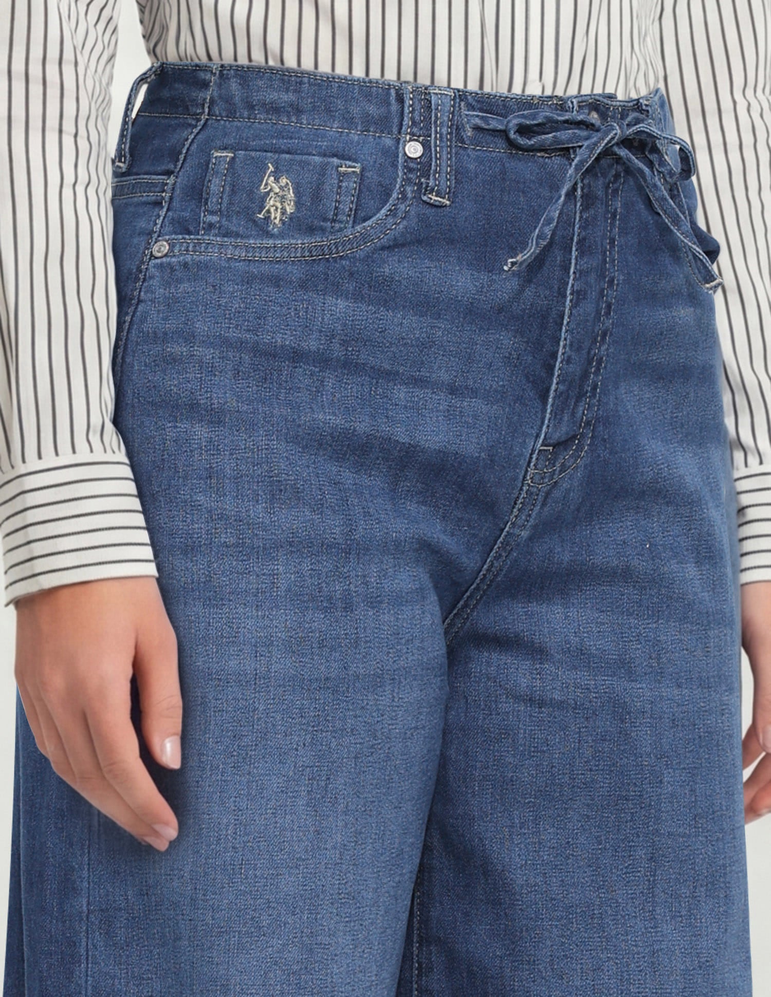 High Rise Wide Leg Fit Jeans Blue - U.S. Polo Assn. India | Large
