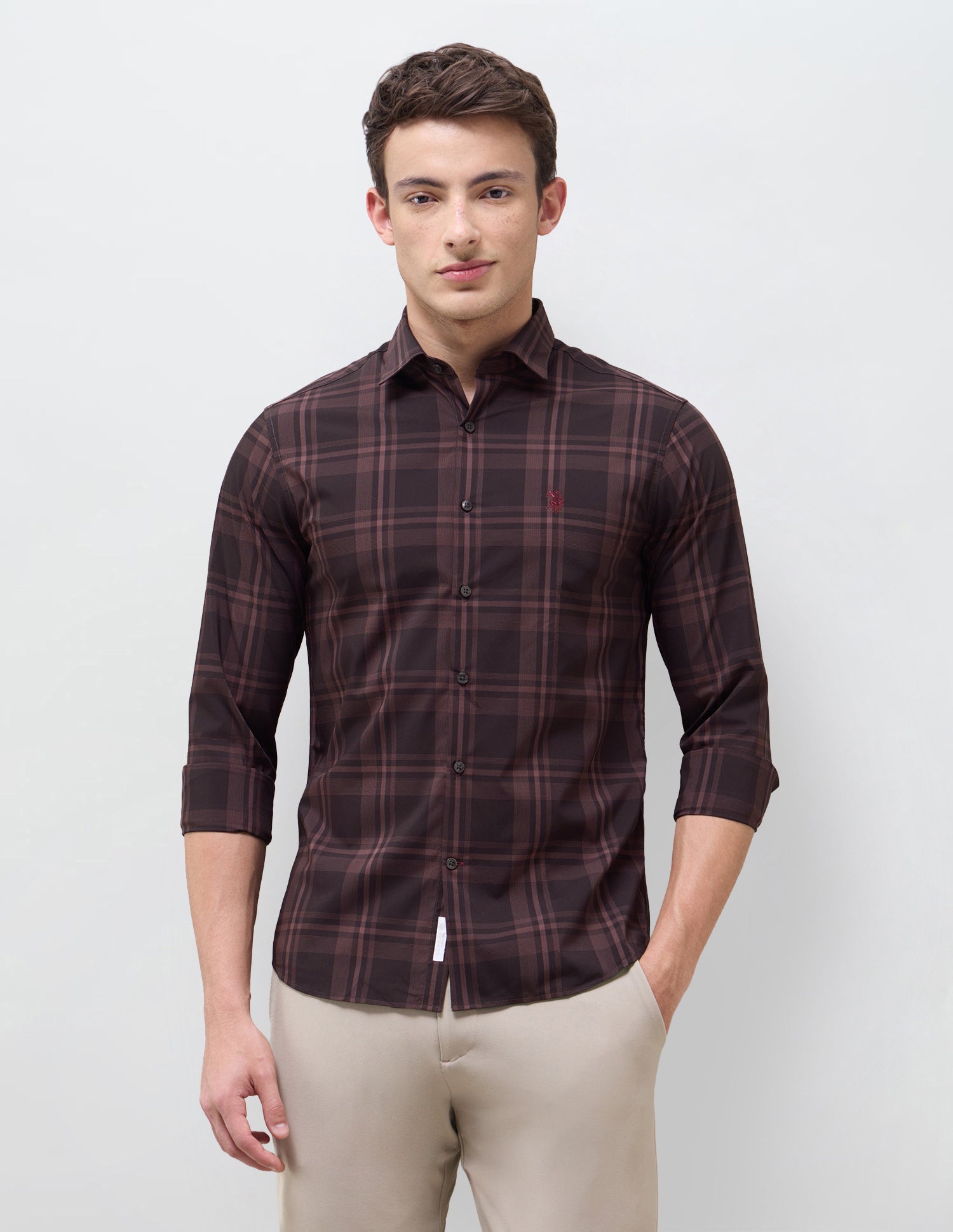 Tartan Checked Regular Fit Shirt Wine - U.S. Polo Assn. India | Large