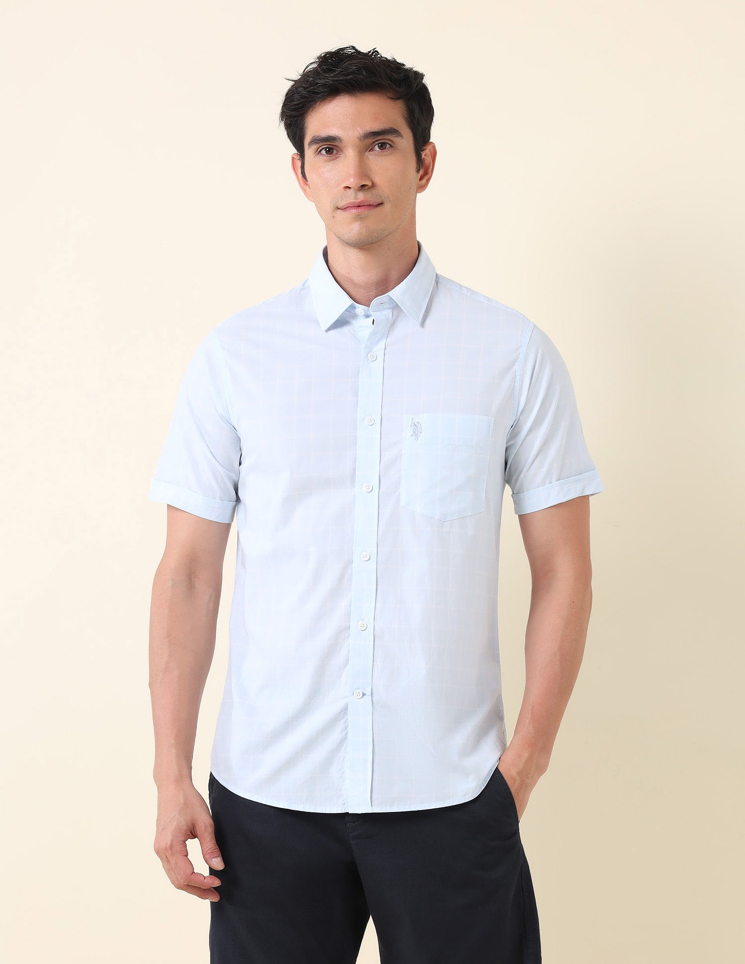 Solid Tailored Fit Shirt Light Blue - U.S. Polo Assn. India | Large