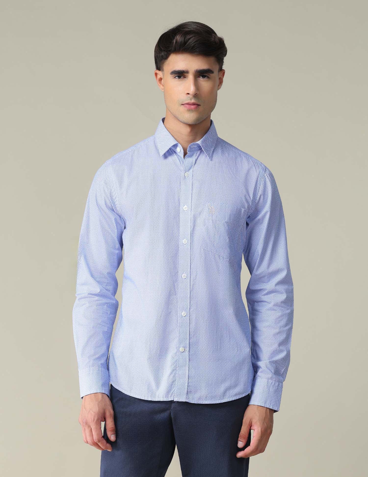 Micro Print Shirt Blue - U.S. POLO ASSN. | Large