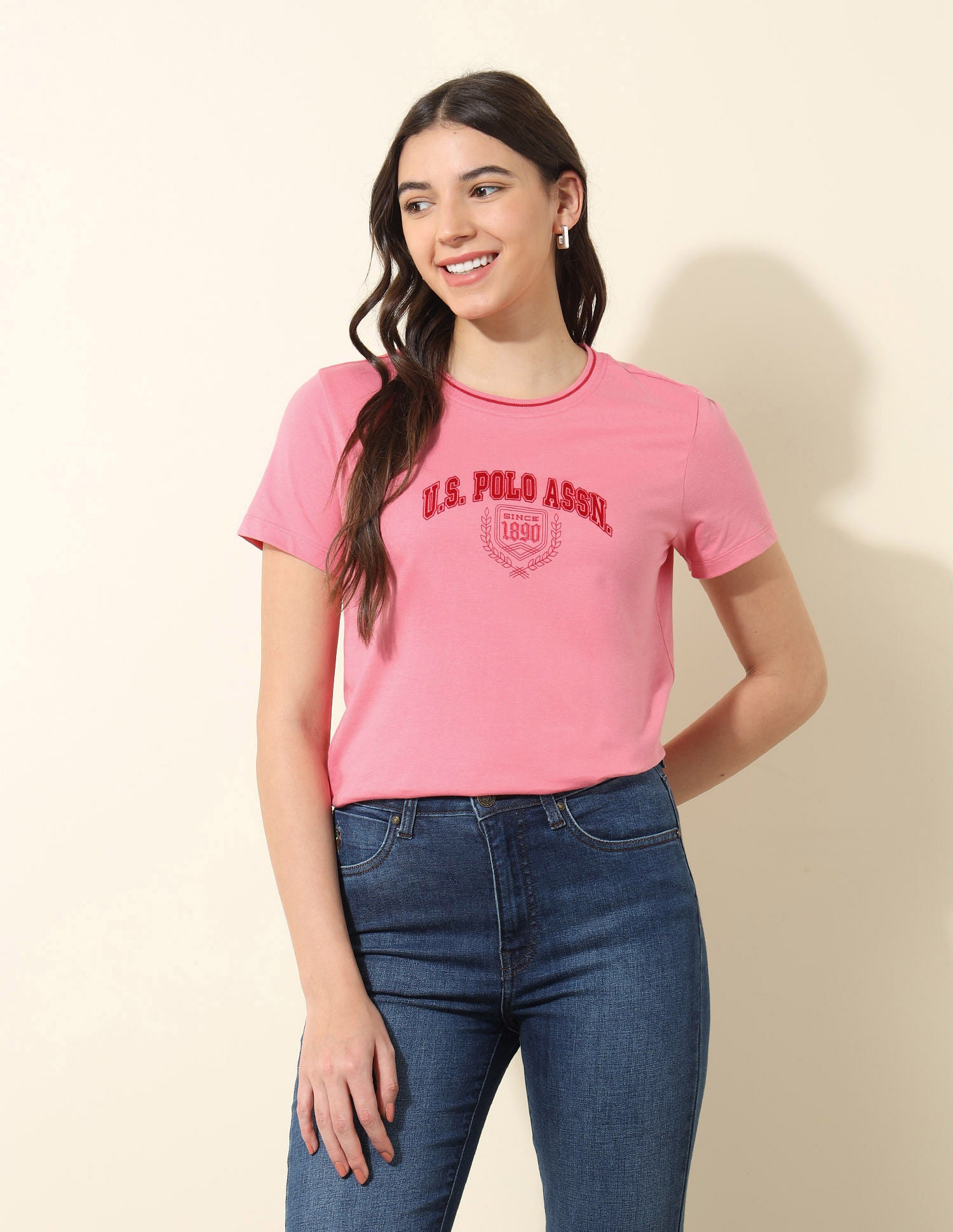 Regular Fit Brand Printed T-Shirt Pink - U.S. POLO ASSN. | Large