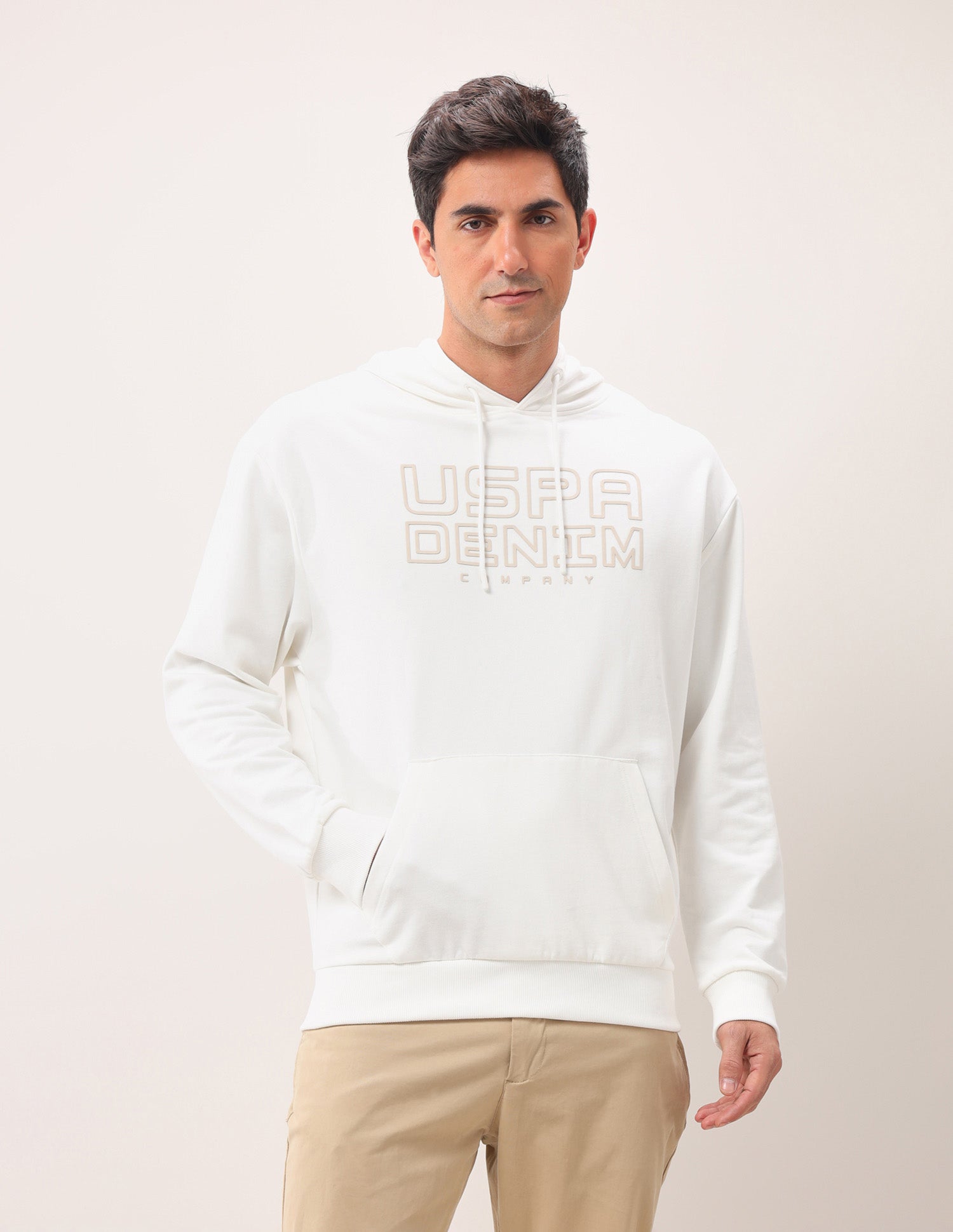 Brand Printed Oversized Fit Sweatshirt Ivory - U.S. Polo Assn. India | Large