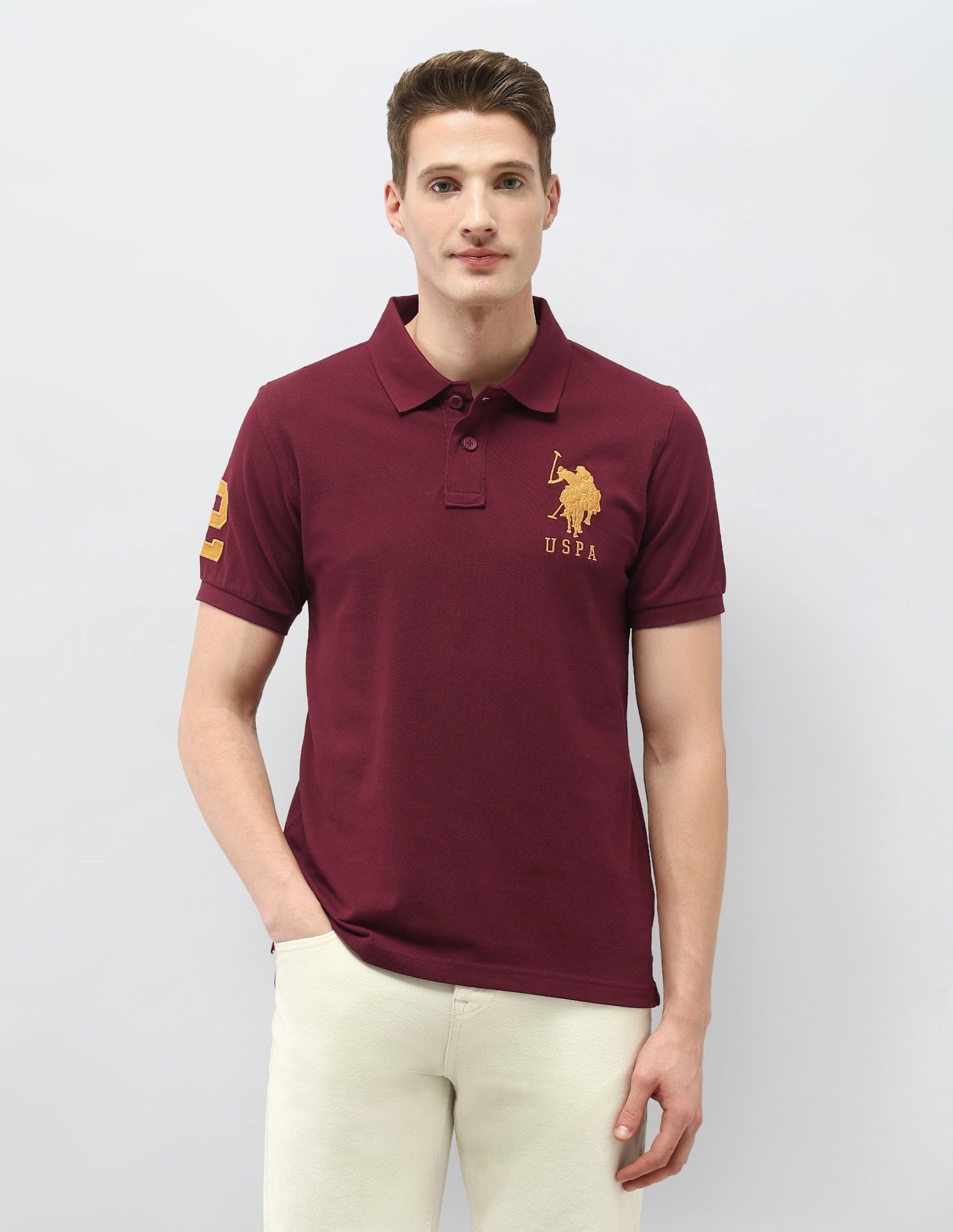 Solid Slim Fit Polo Shirt Maroon - U.S. Polo Assn. India | Large