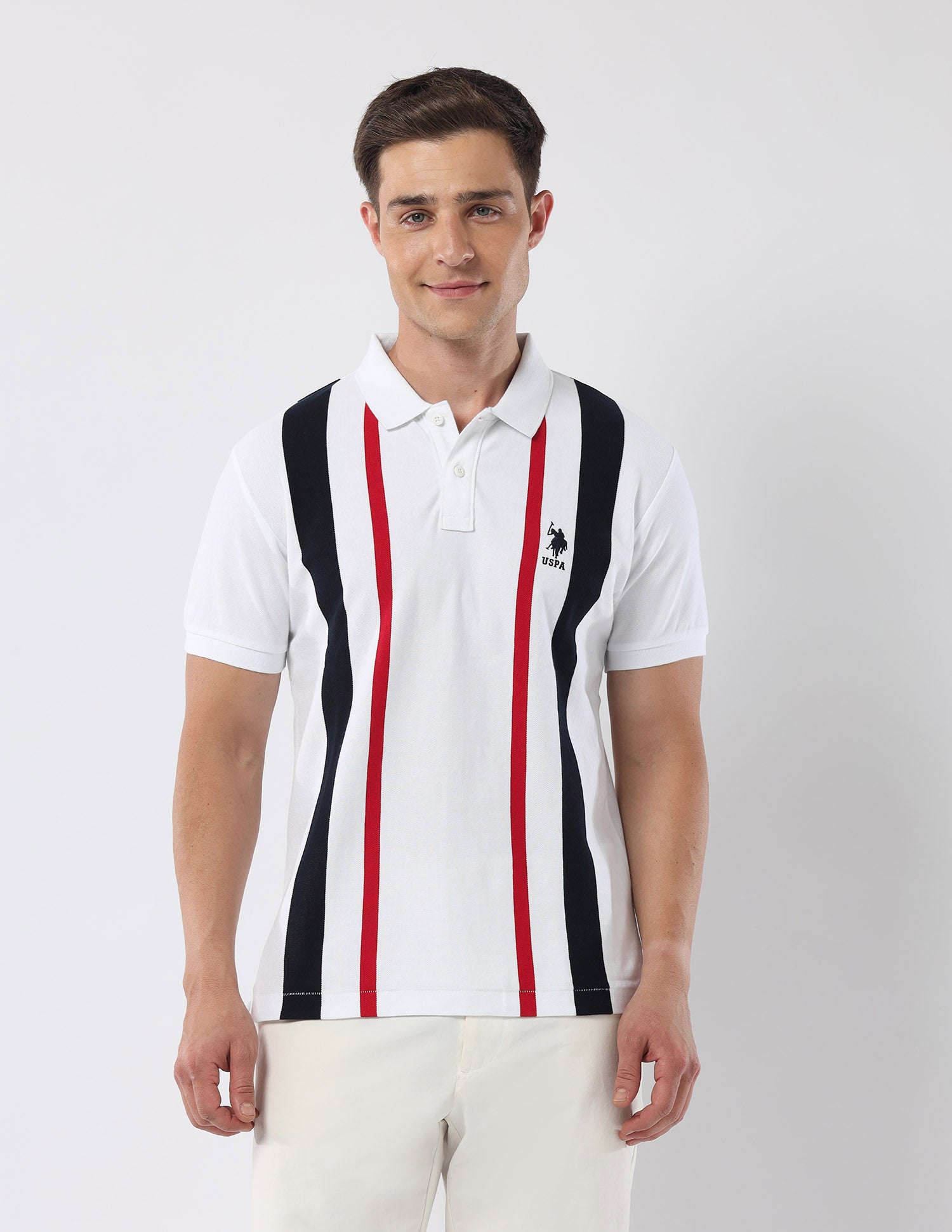 Vertical Striped 135 Anniversary Polo Shirt White - U.S. Polo Assn. India | Large