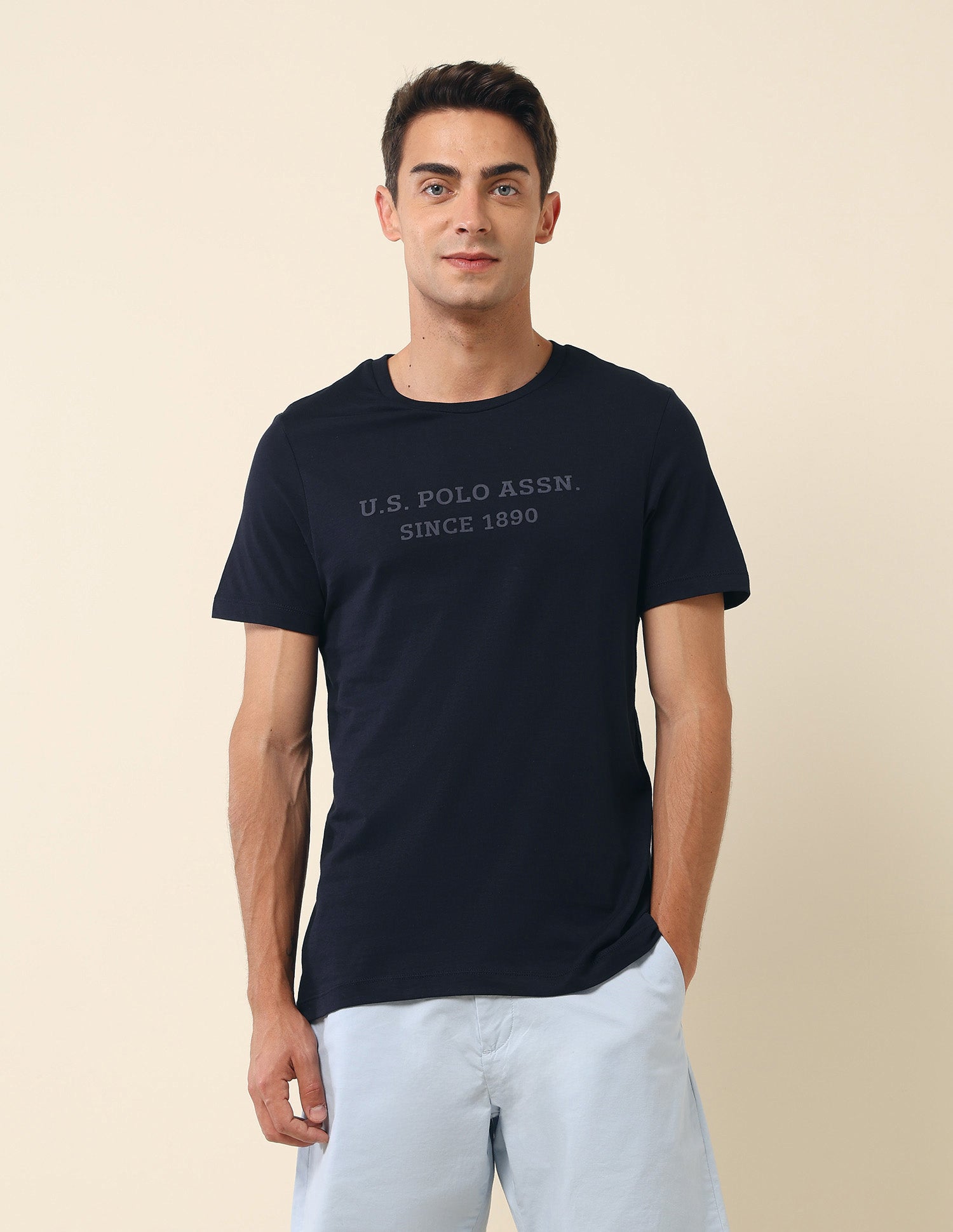 Brand Embossed Slim Fit T- Shirt Navy - U.S. Polo Assn. India | Large