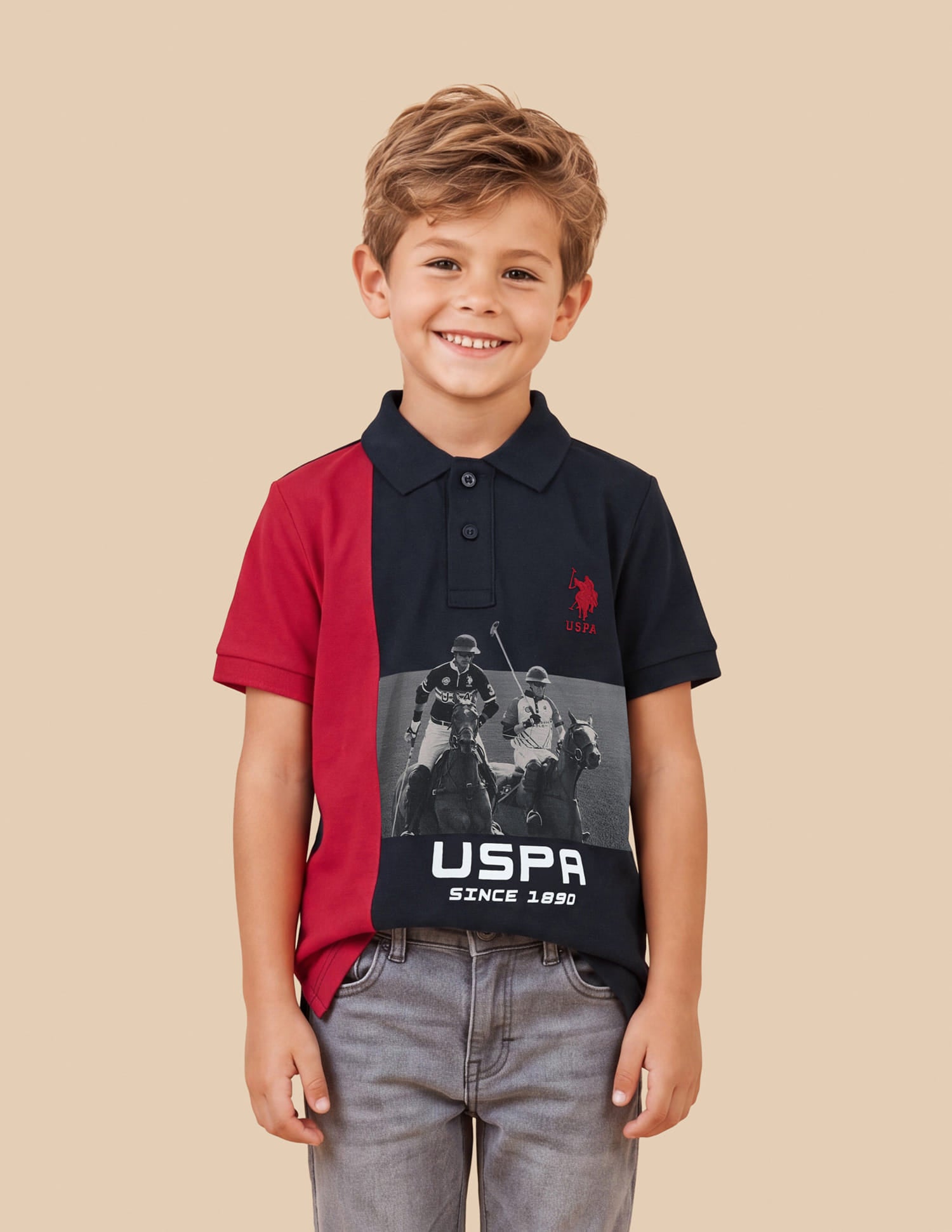 Graphic Brand Printed Regular Fit Polo Shirt Blue - U.S. Polo Assn. India | Large