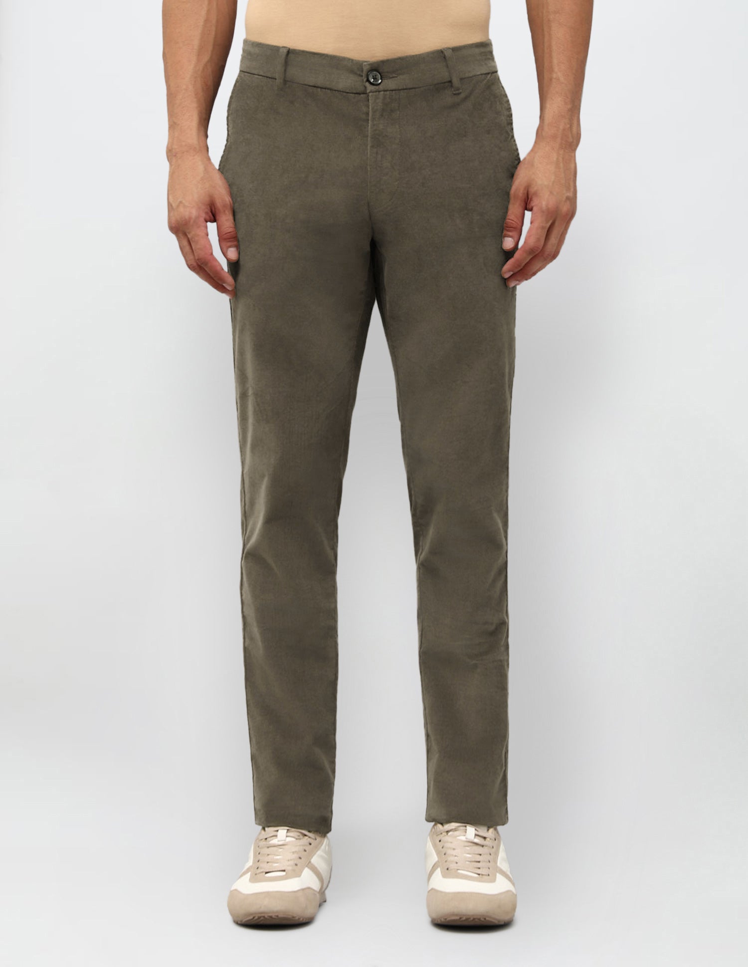 Denver Slim Fit Corduroy Trousers Light Olive - U.S. POLO ASSN. | Large