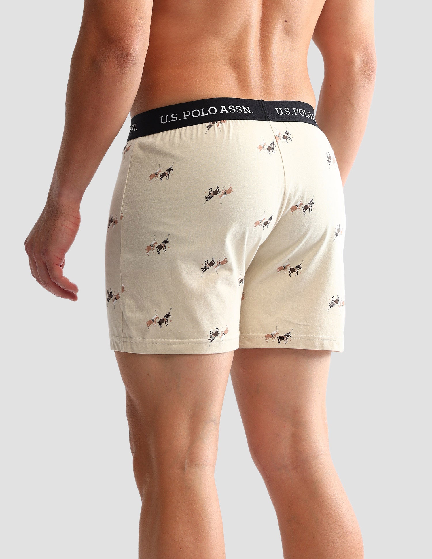 Printed Cotton OEX09 Boxers - Pack Of 2 Beige and Green Bay - U.S. POLO ASSN. | Large