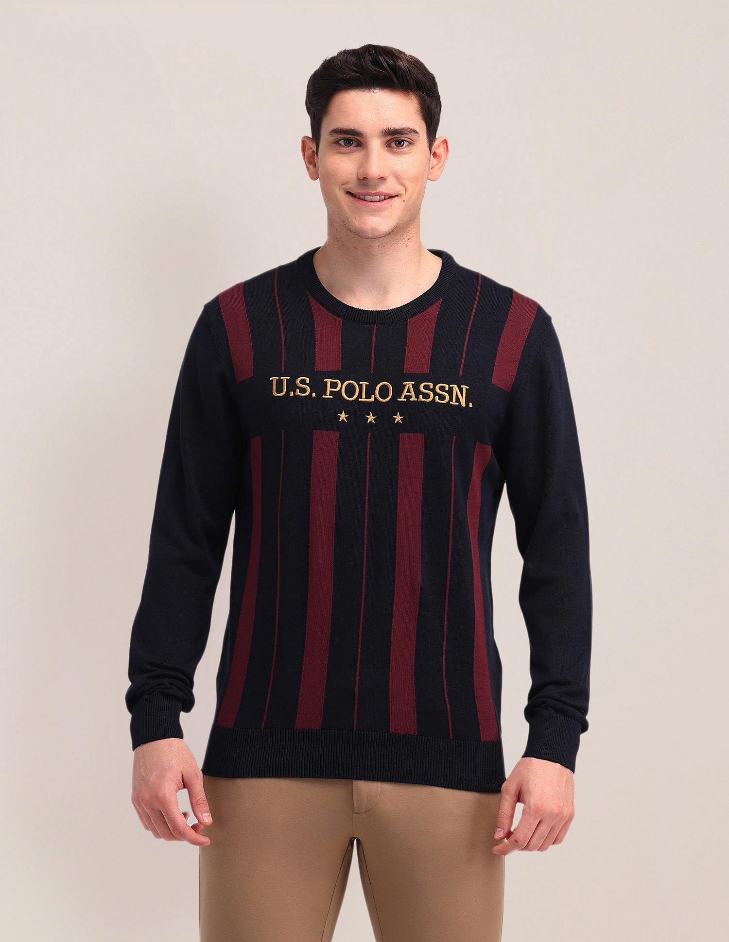 Regular Fit Striped Sweater Navy - U.S. Polo Assn. India | Large