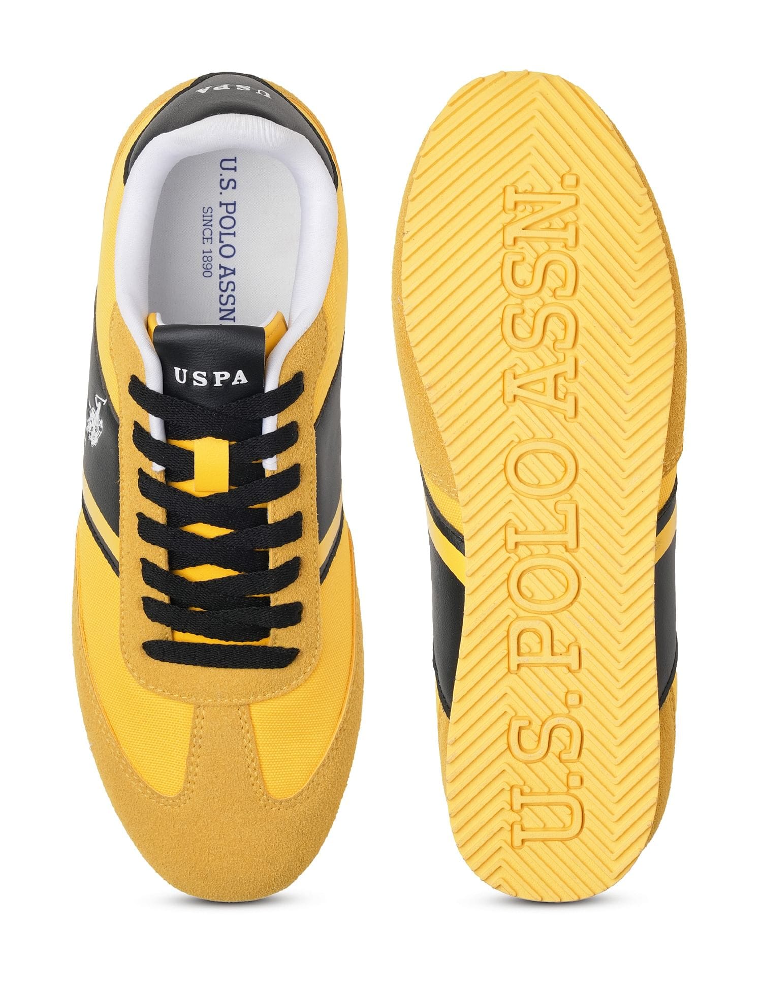 Men Vadler Suede Colourblocked Sneakers Yellow - U.S. Polo Assn. India | Large