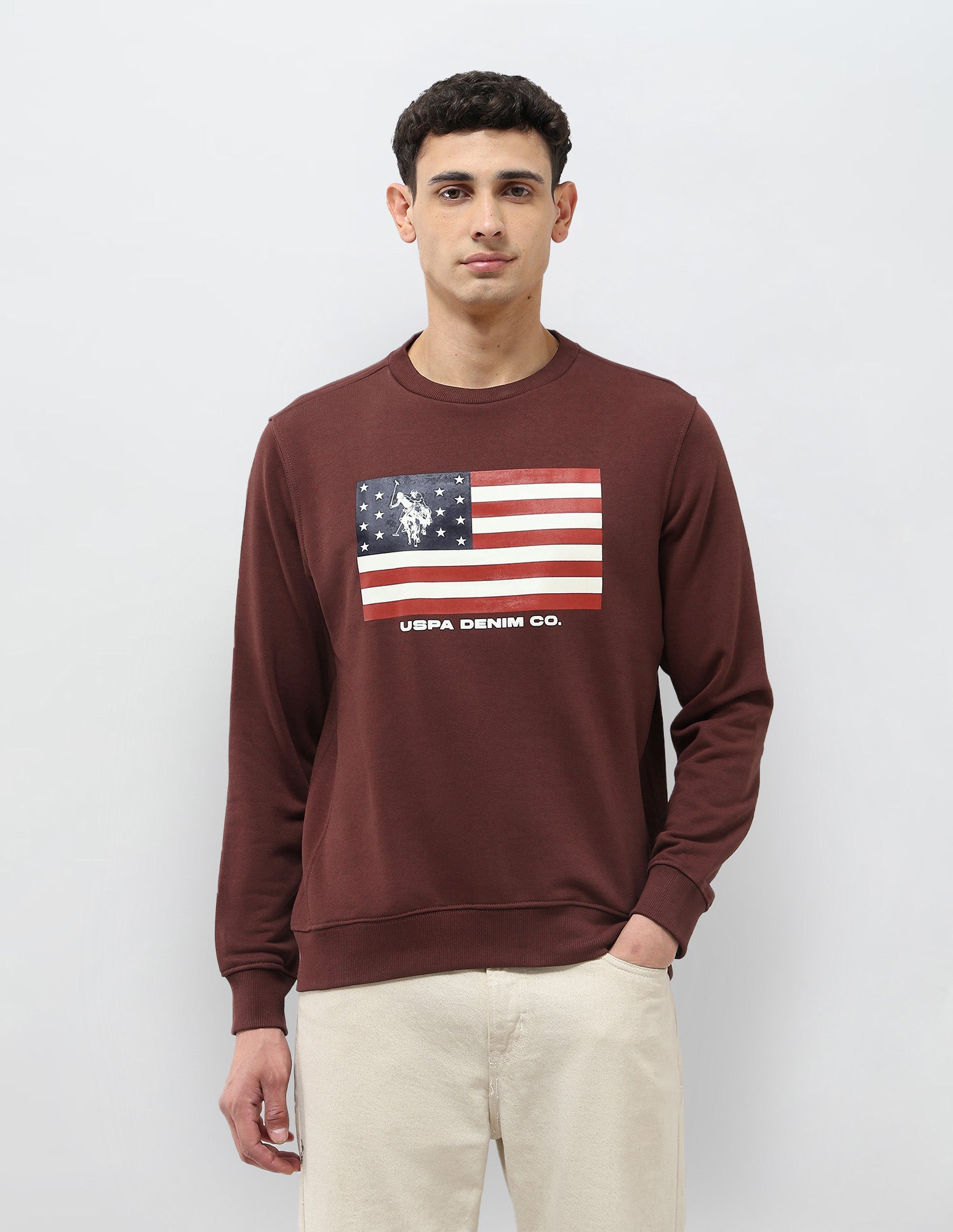 Graphic Printed Regular Fit Sweatshirt Maroon - U.S. POLO ASSN. | Large