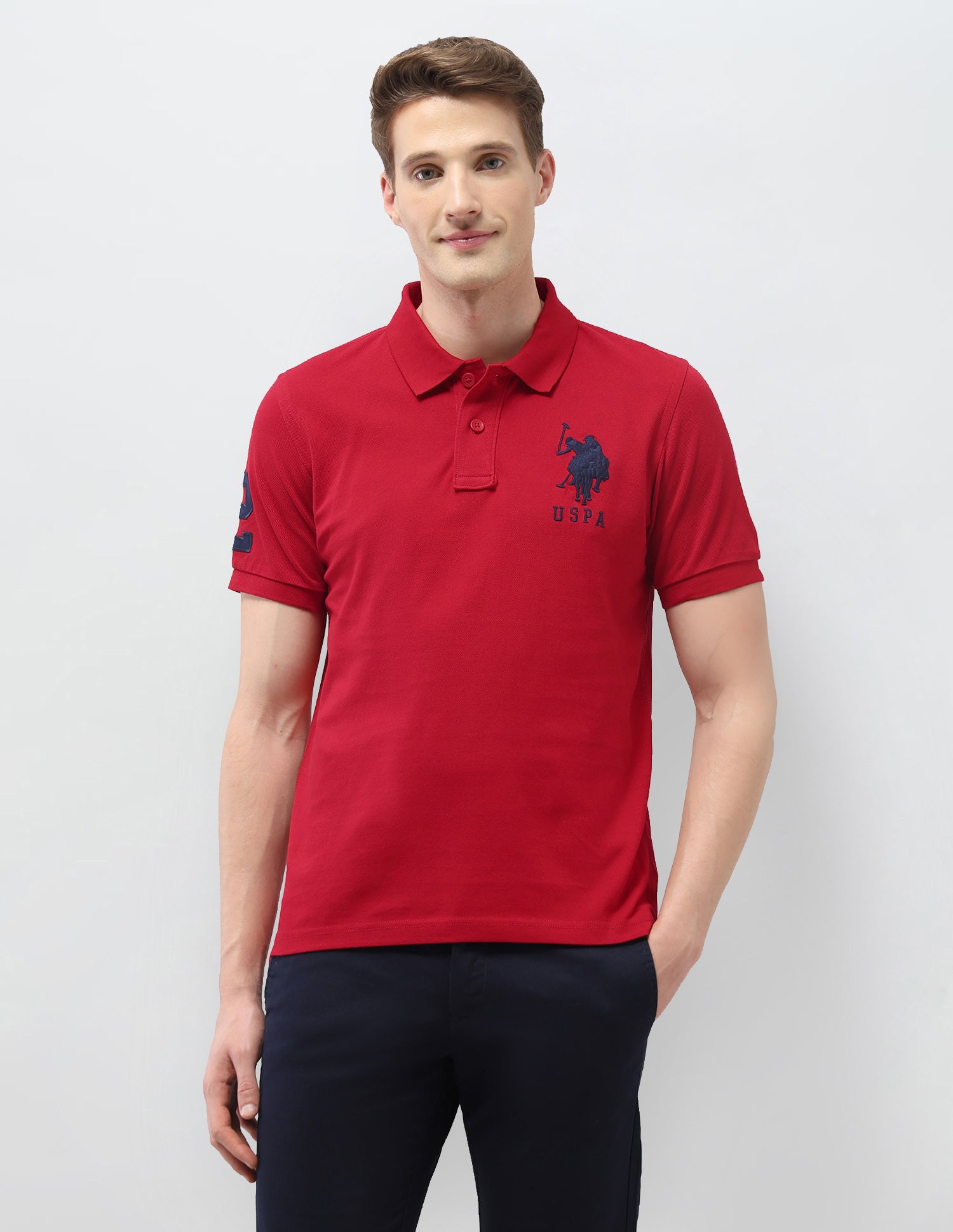 Solid Regular Fit Polo Shirt Red - U.S. Polo Assn. India | Large