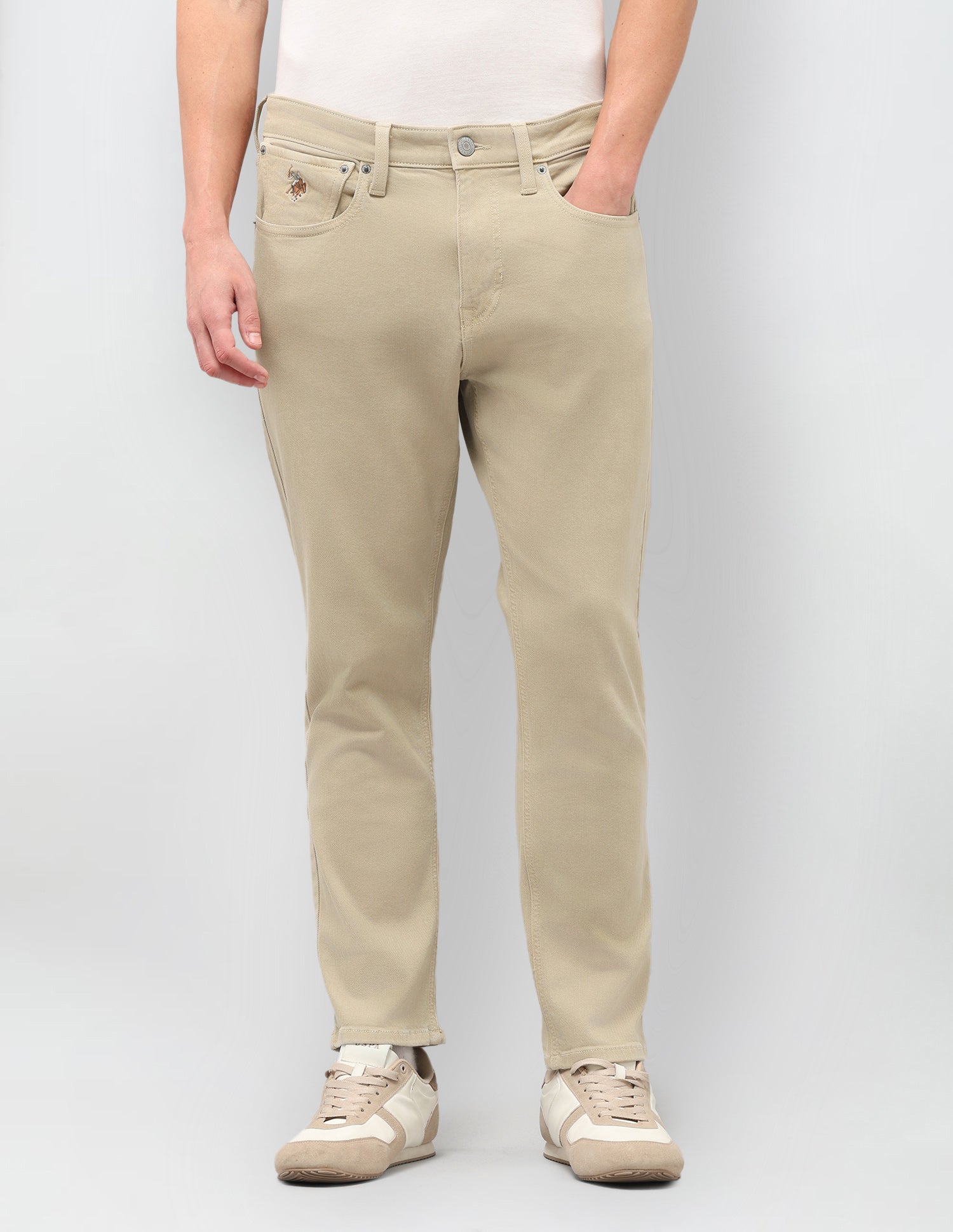 Cole Comfort Cropped Fit Beige Jeans Beige - U.S. Polo Assn. India | Large