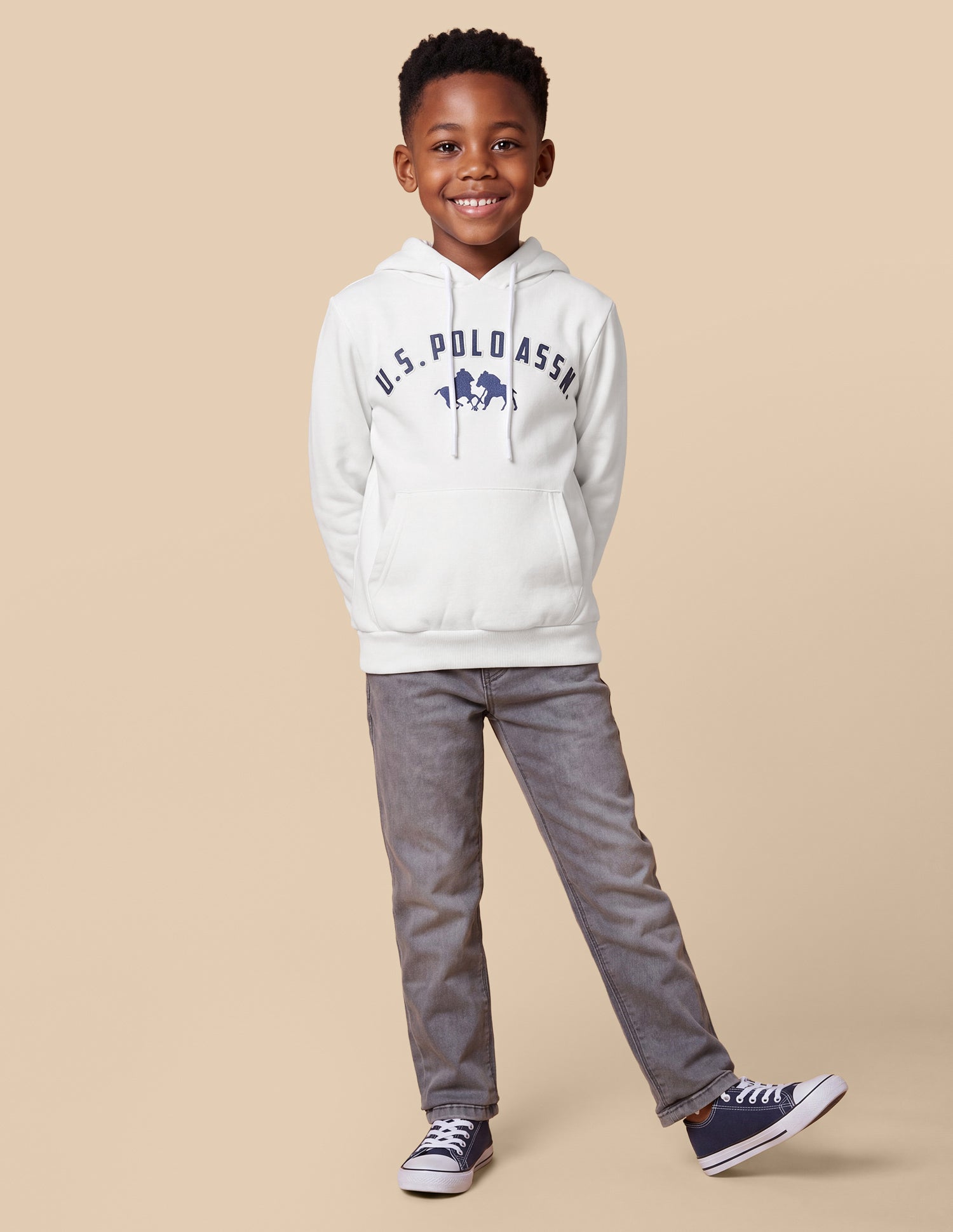Brand Applique Regular Fit Sweatshirt Off White - U.S. Polo Assn. India | Large