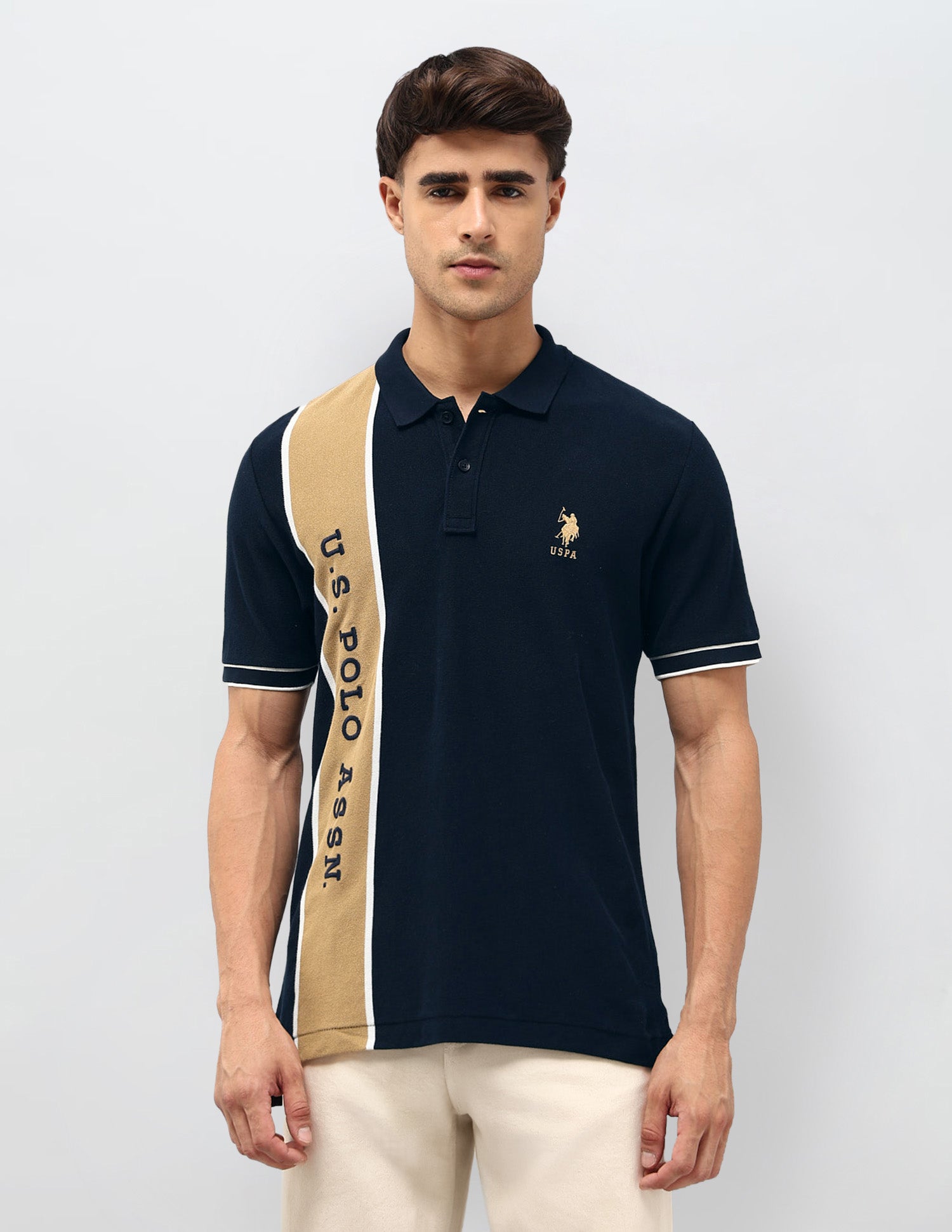 Brand Embroidered Equestrian Aisle Theater Polo Shirt Navy - U.S. POLO ASSN. | Large