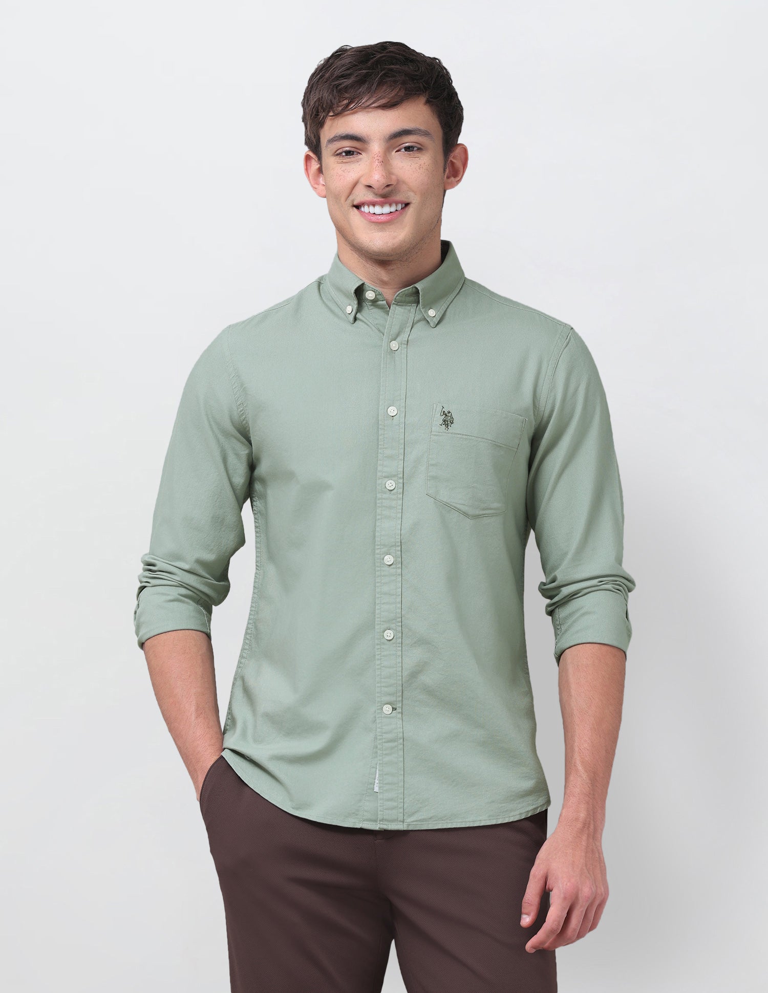 Tailored Fit Oxford Shirt Green - U.S. Polo Assn. India | Large
