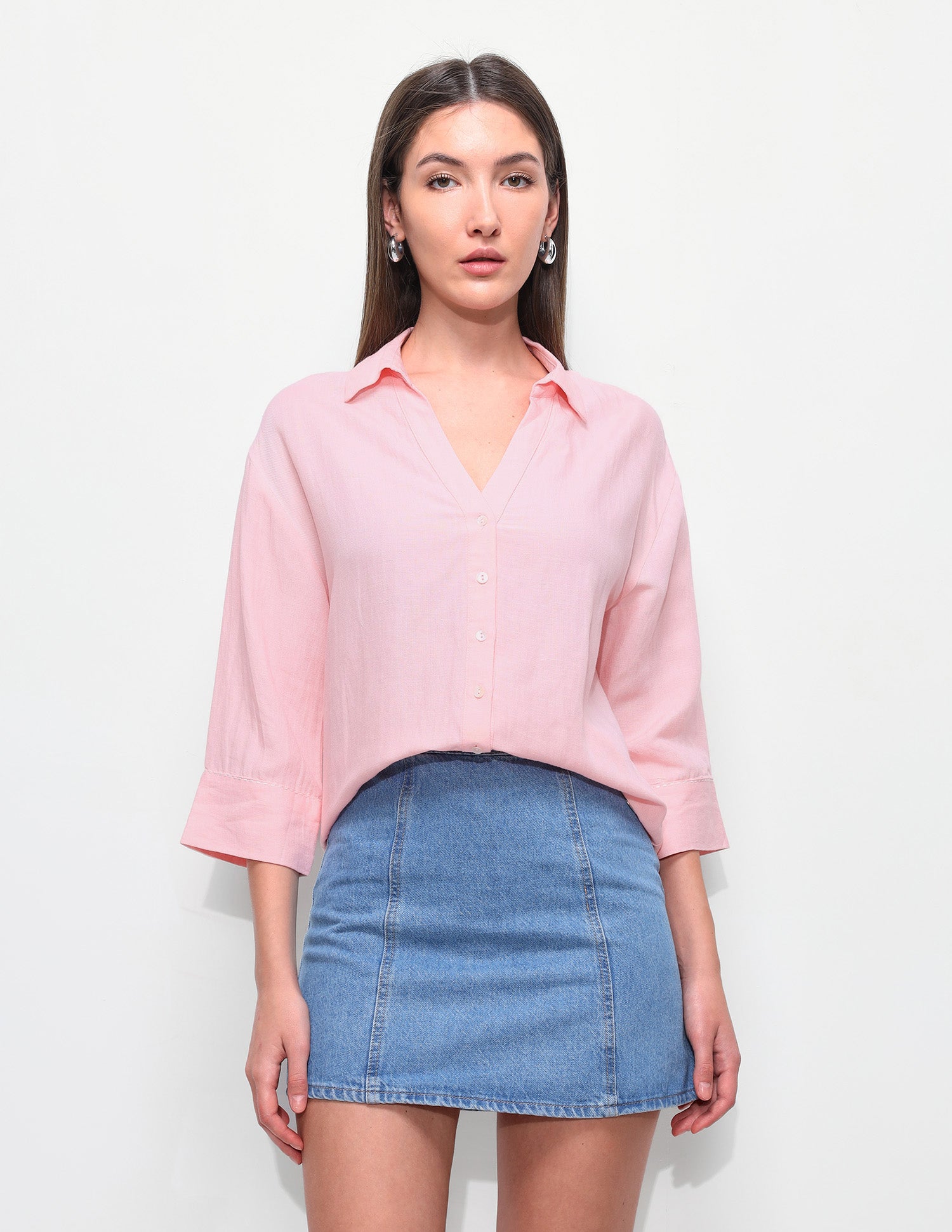 Solid Relaxed Fit Drop Shoulder Shirt Pink - U.S. Polo Assn. India | Large