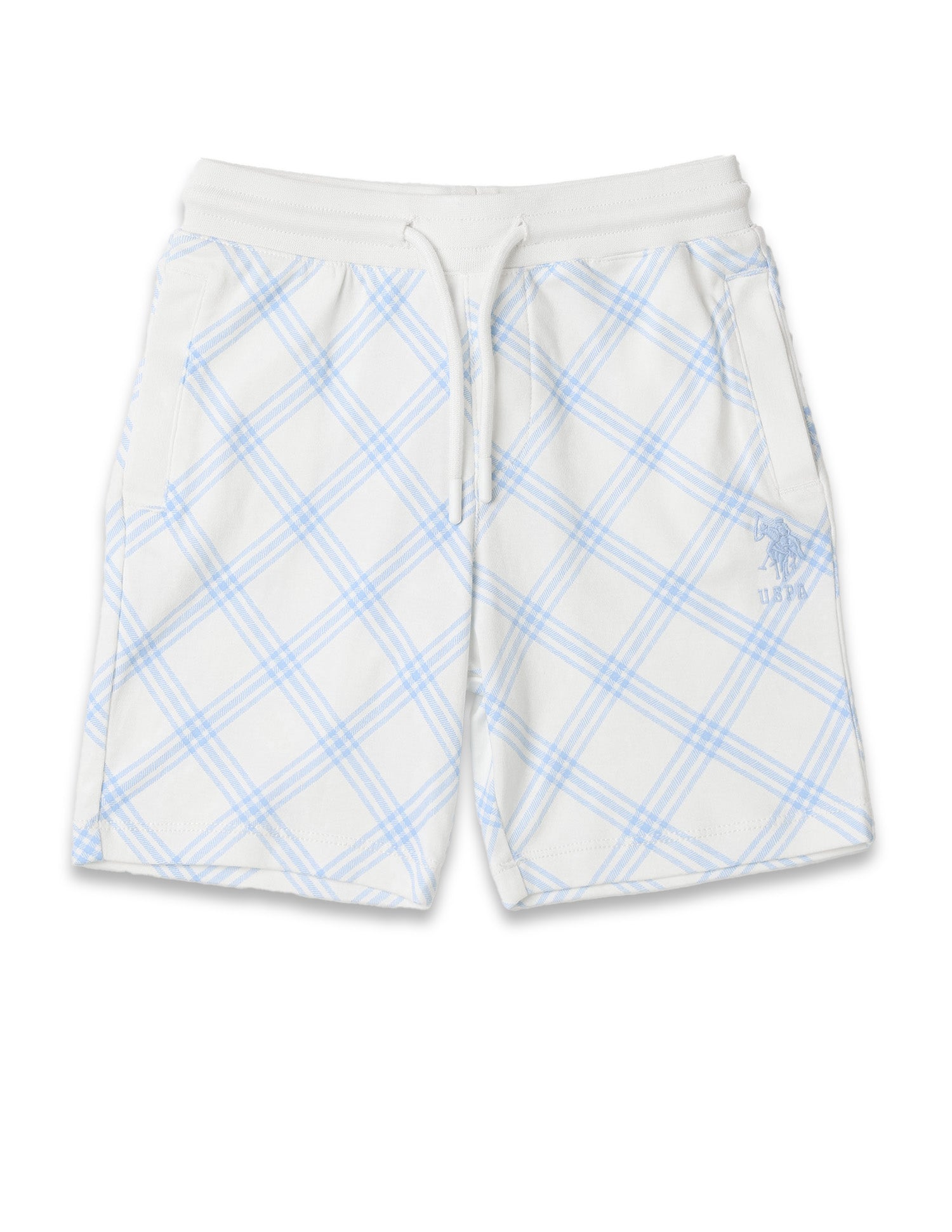 Boys Plaid Checked Regular Fit Shorts White - U.S. POLO ASSN. | Large