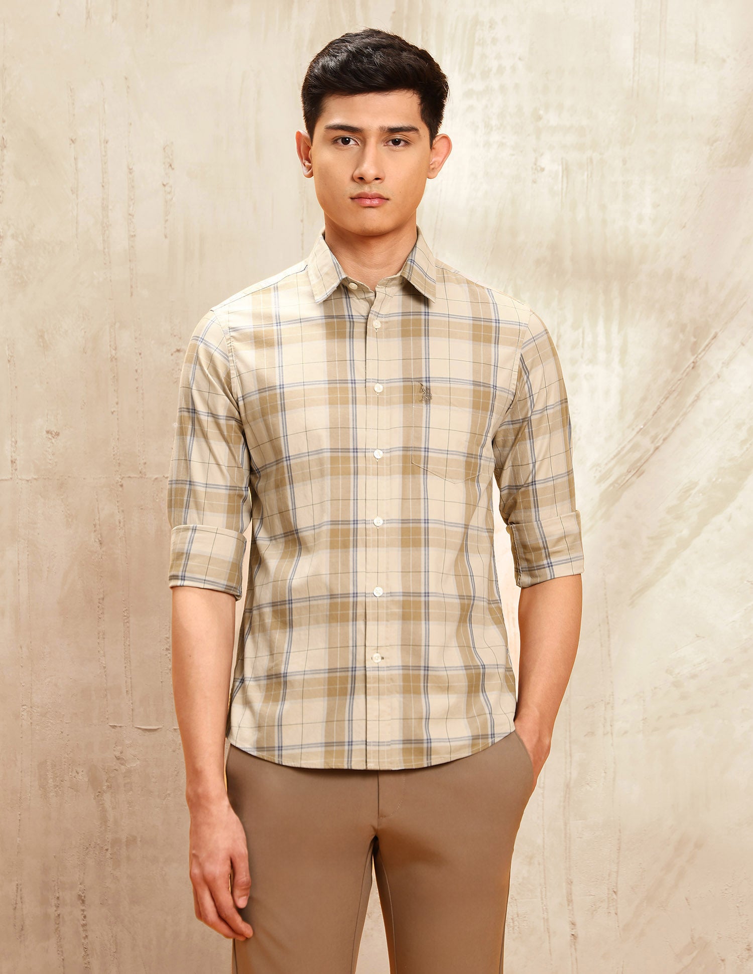 Twill Plaid Checked Shirt Khaki - U.S. POLO ASSN. | Large