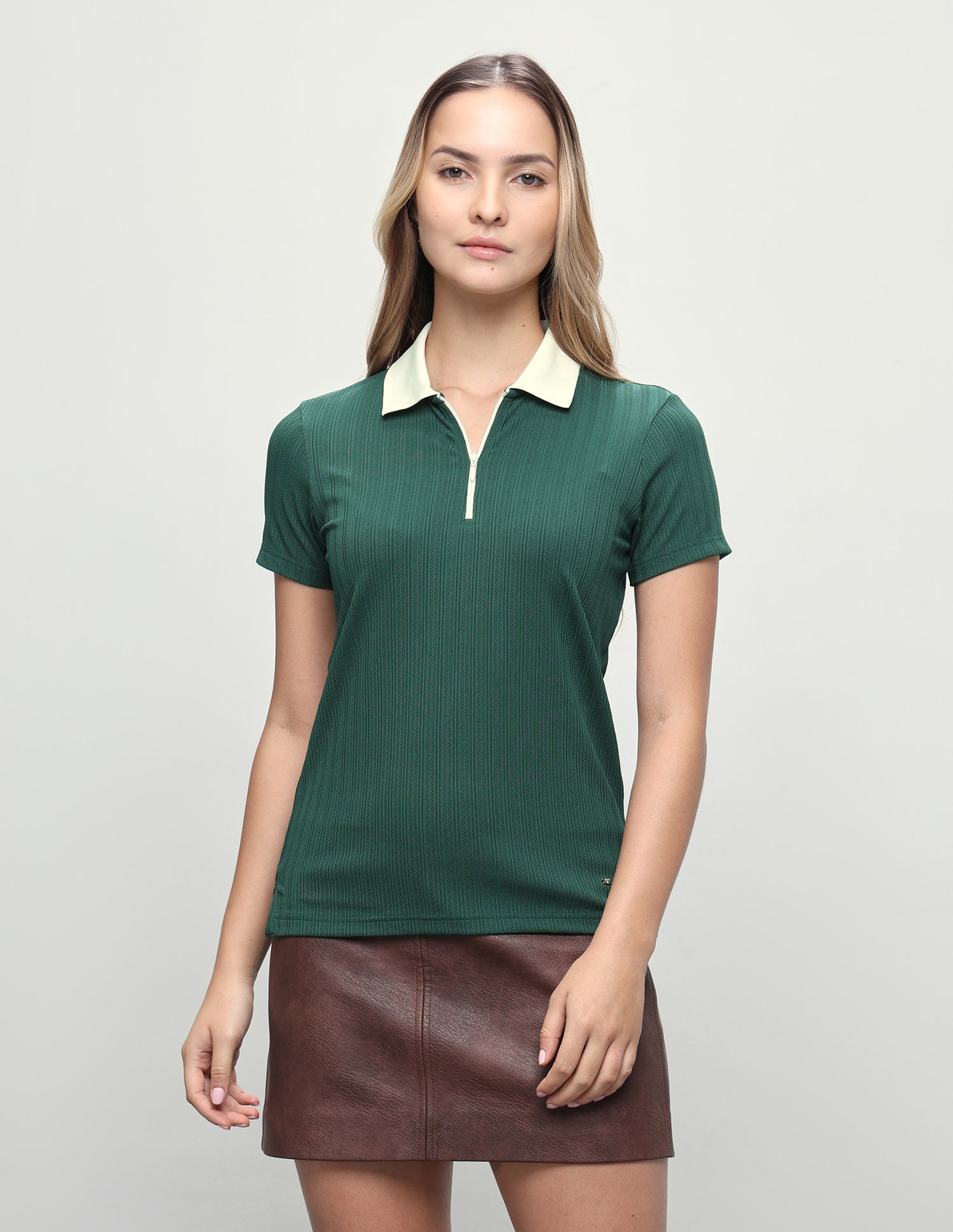 Self Design Vertical Striped Regular Fit Polo Shirt Dark Green - U.S. Polo Assn. India | Large