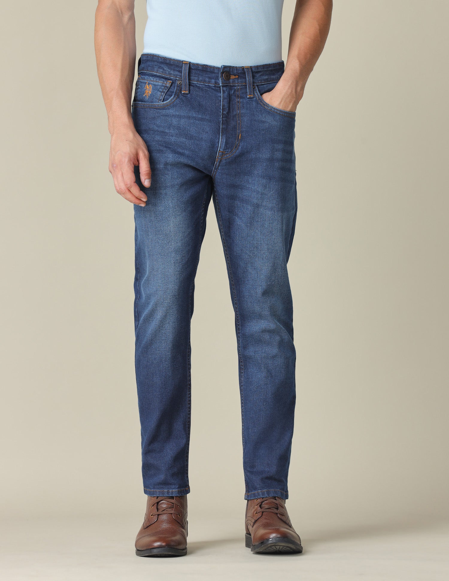 Cole Comfort Cropped Fit Mid Rise Jeans Jeans Dark Indigo - U.S. POLO ASSN. | Large