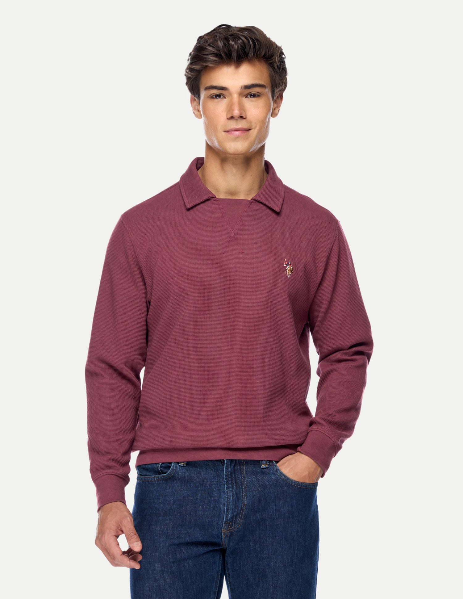 Solid Relaxed Fit Sweatshirt Maroon - U.S. Polo Assn. India | Large