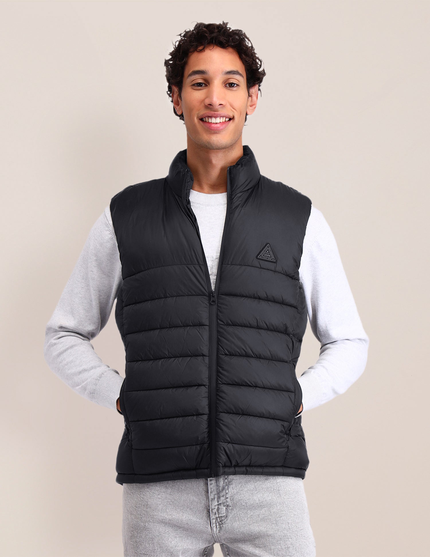 Solid Regular Fit Puffer Jacket Black - U.S. POLO ASSN. | Large