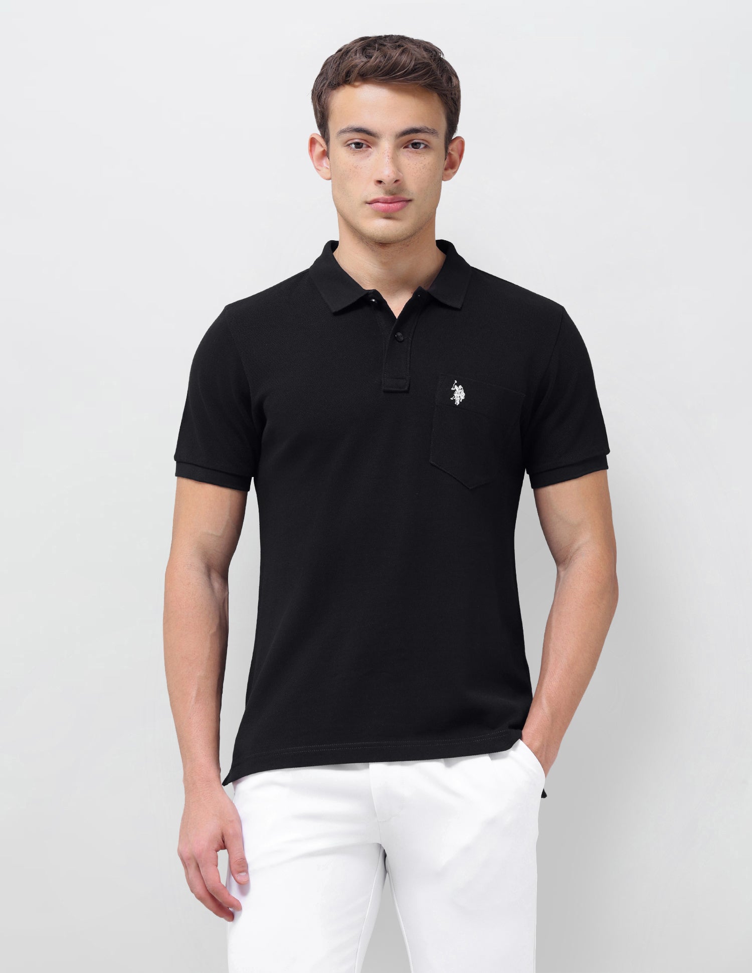 Solid Slim Fit Polo Shirt Black - U.S. Polo Assn. India | Large