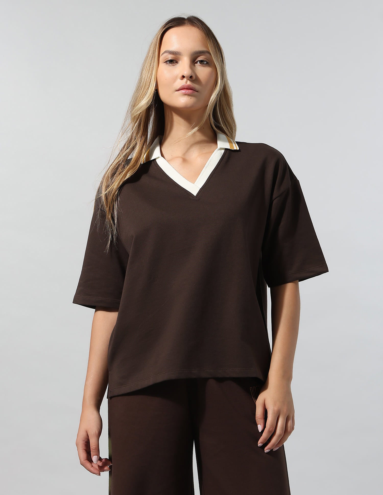 Contrast Collar Relaxed Polo Shirt Brown - U.S. Polo Assn. India | Large