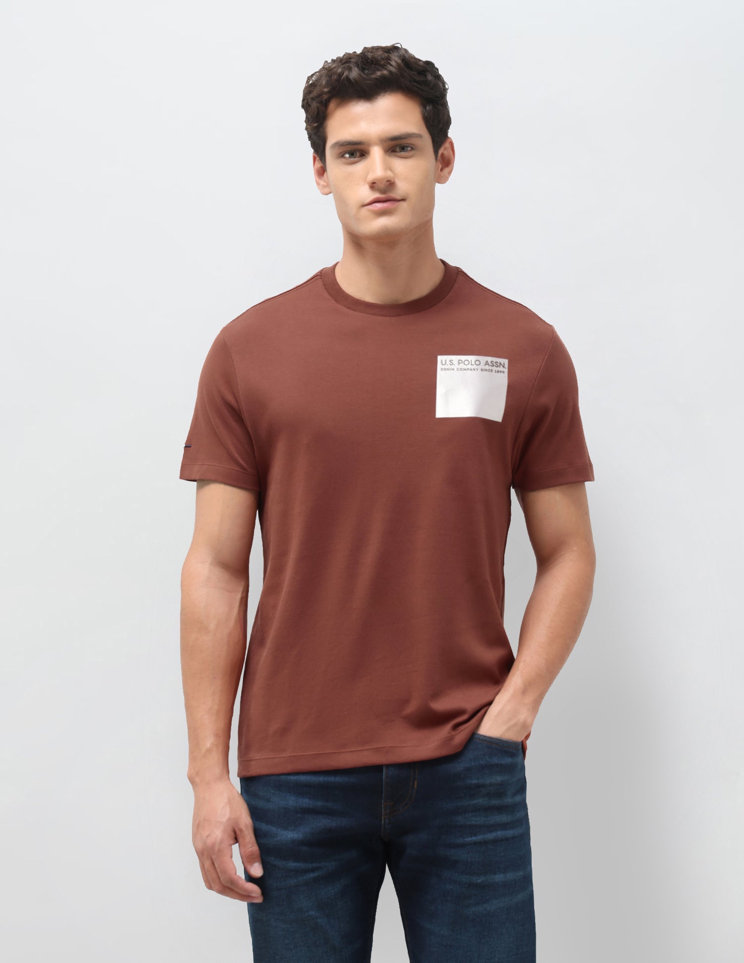 Solid Slim Fit T-Shirt Rust - U.S. Polo Assn. India | Large