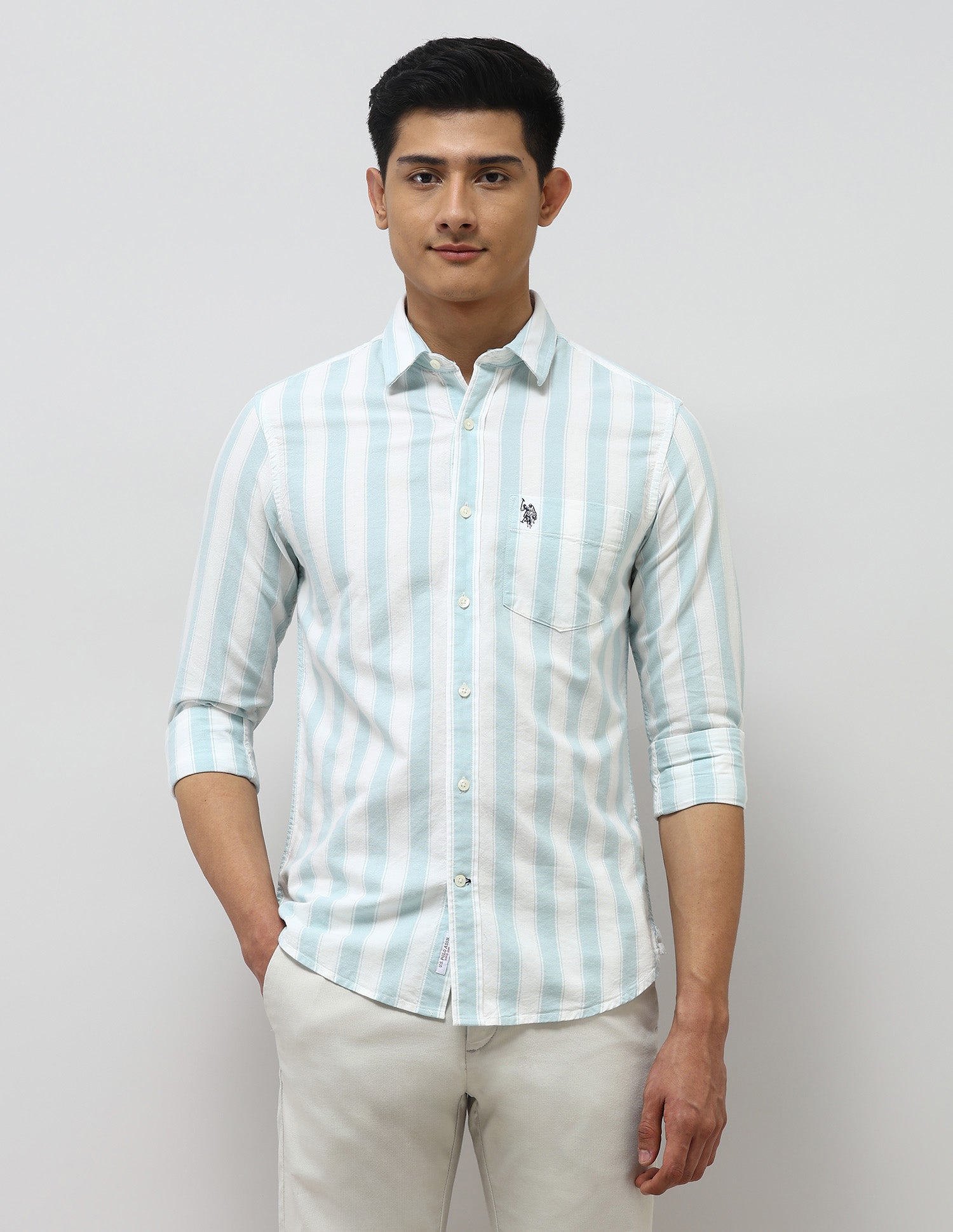 Oxford Tailored Fit Shirt Light Green - U.S. Polo Assn. India | Large