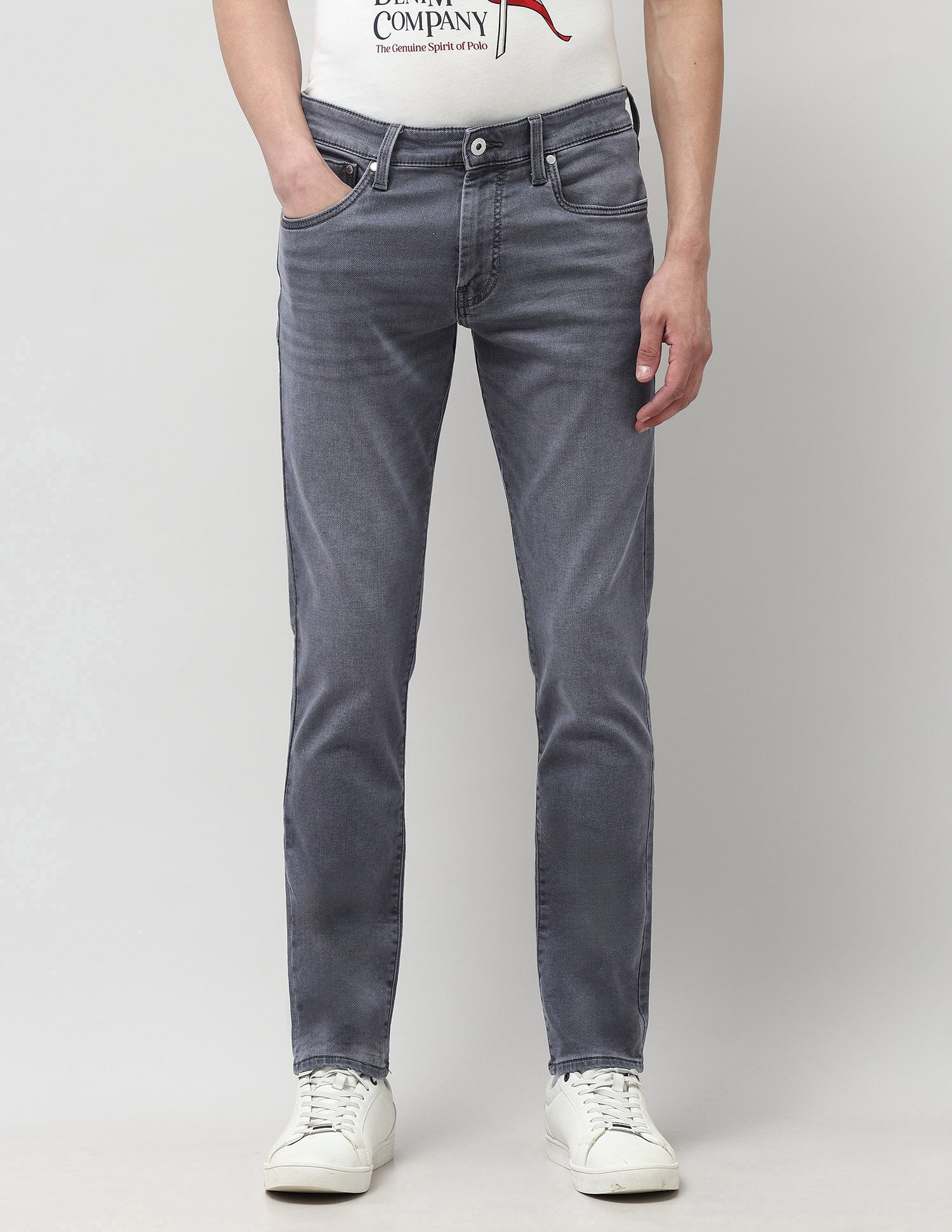 Brandon Slim Tapered Fit Grey Jeans Mid Wash - U.S. POLO ASSN. | Large