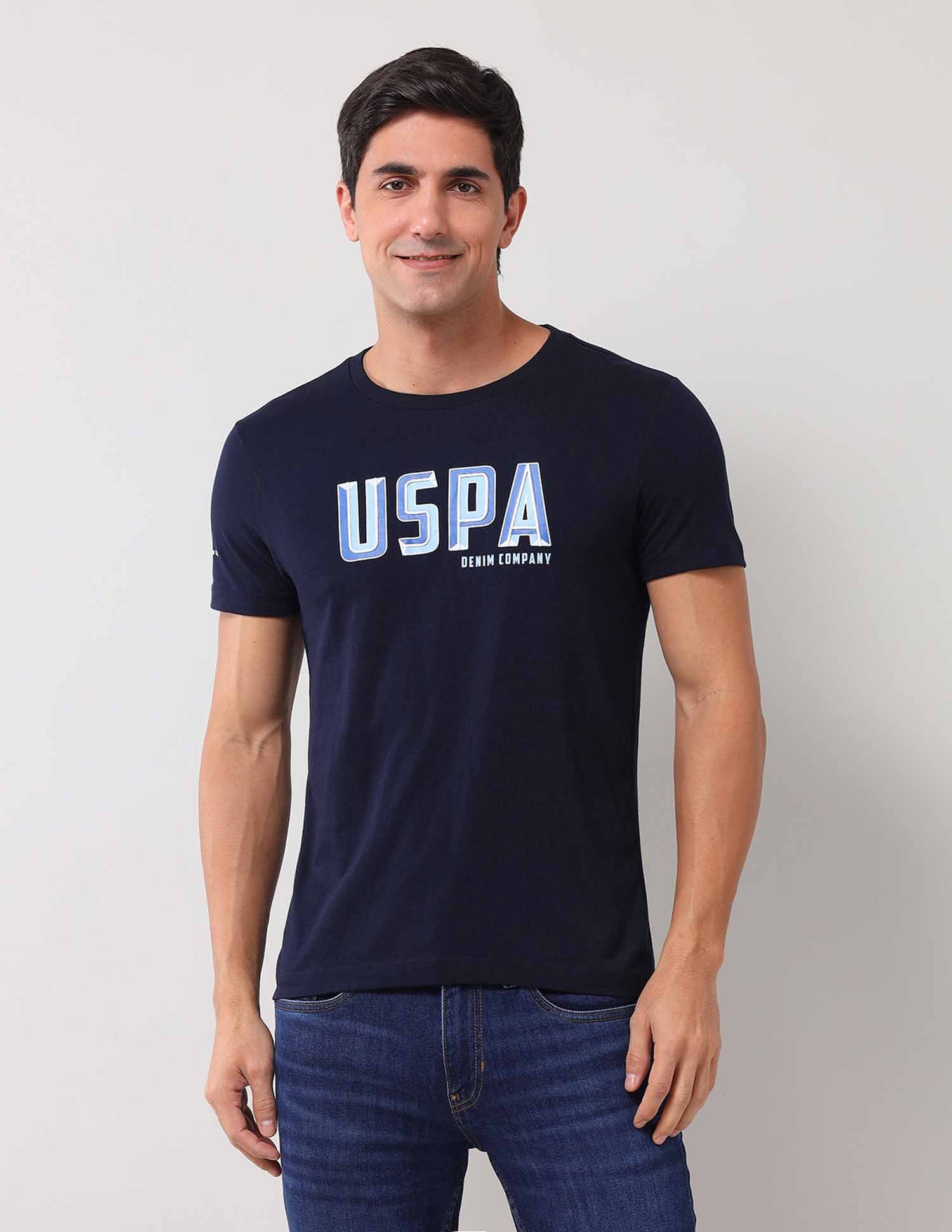 Brand Printed Muscle Fit T-Shirt Navy - U.S. Polo Assn. India | Large
