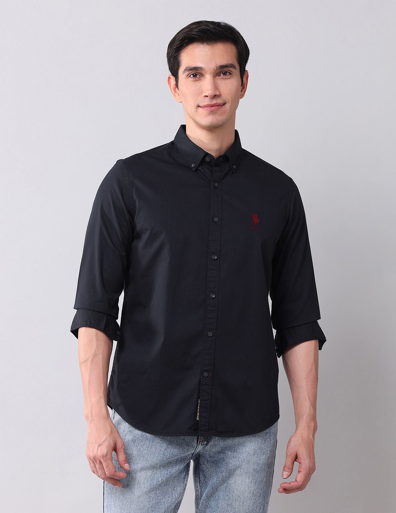 Regular Fit Twill Solid Shirt Navy - U.S. Polo Assn. India | Large