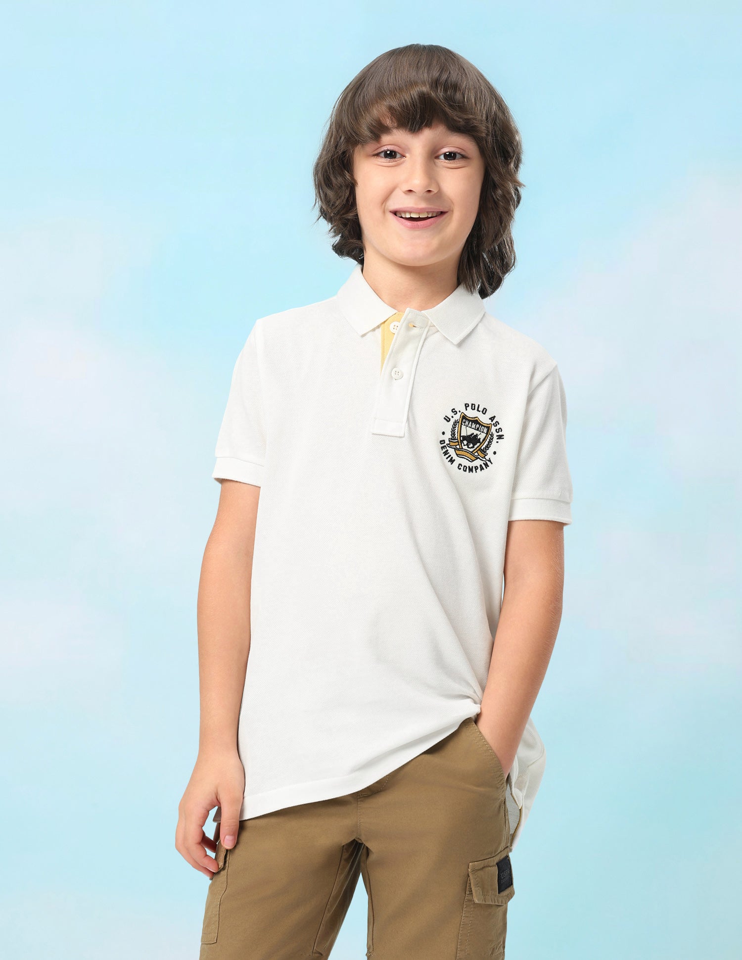 Solid Regular Fit Polo Shirt Off White - U.S. Polo Assn. India | Large