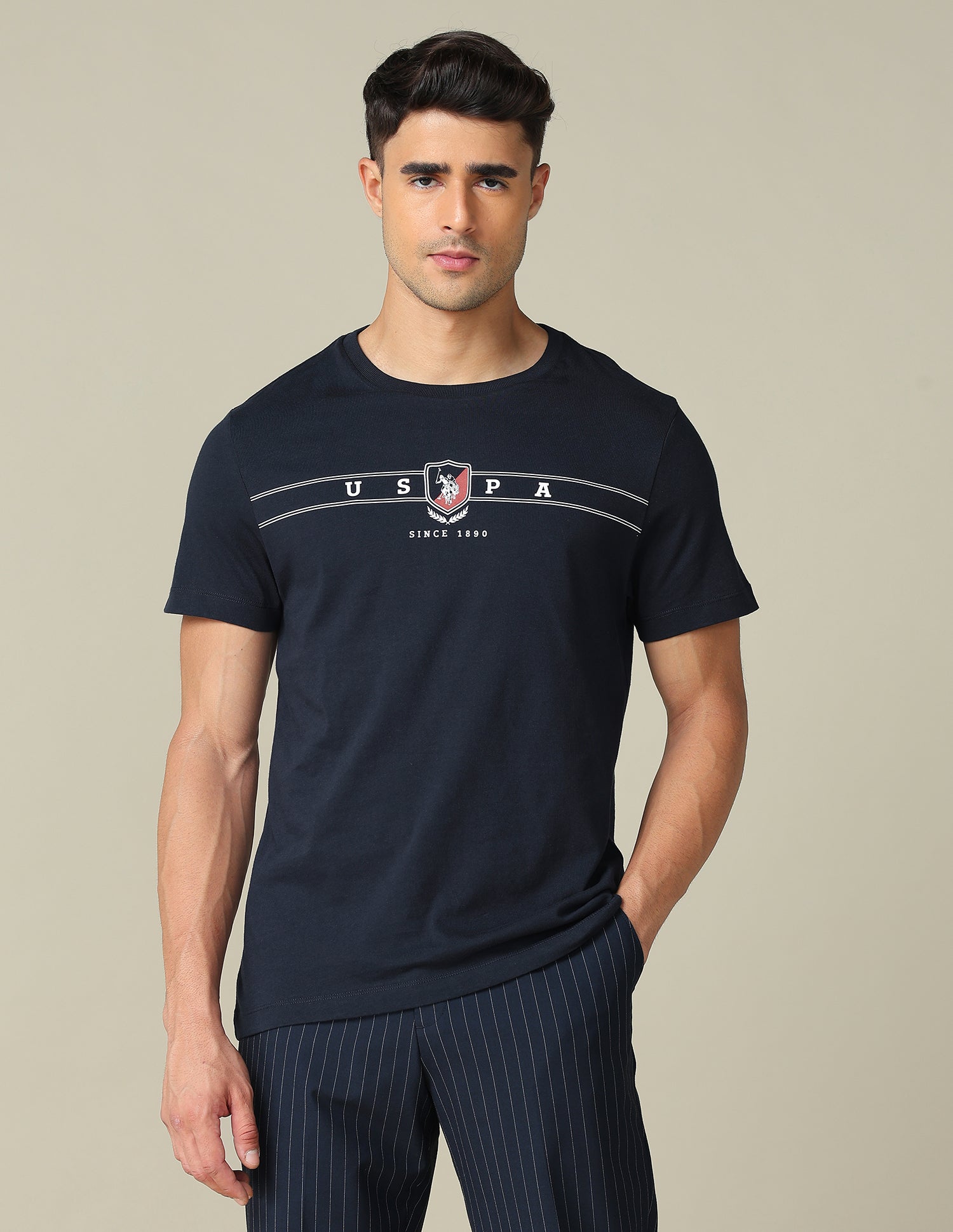 Brand Embossed Regular Fit T- Shirt Navy - U.S. POLO ASSN. | Large