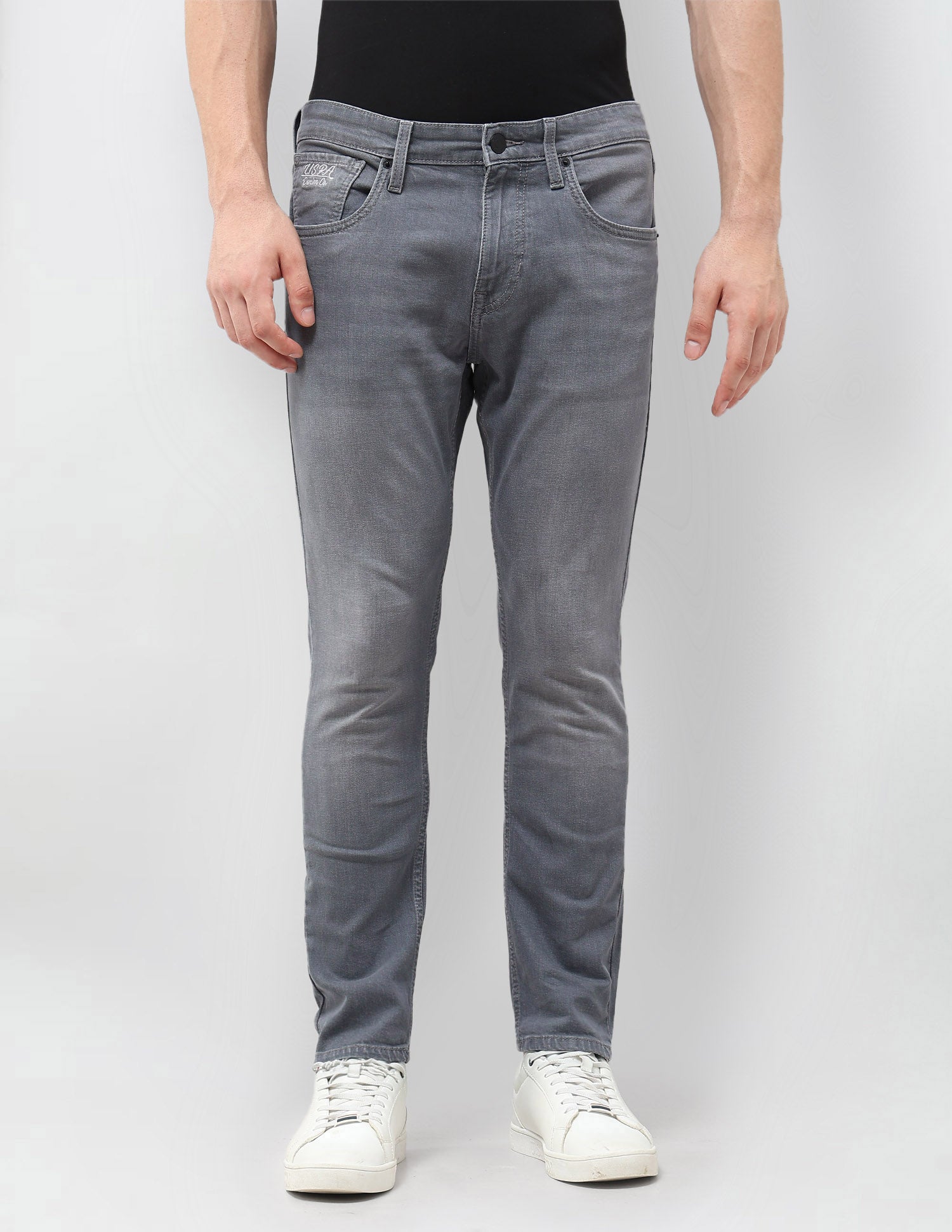 Henry Tapered Fit Whiskered Jeans Mid Grey - U.S. POLO ASSN. | Large