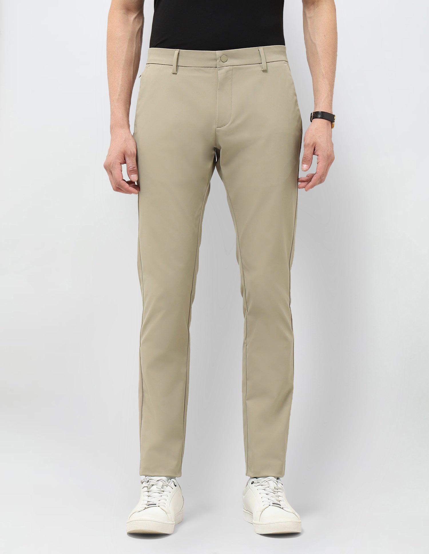 Austin Slim Fit Satin Trousers Light Khaki - U.S. POLO ASSN. | Large
