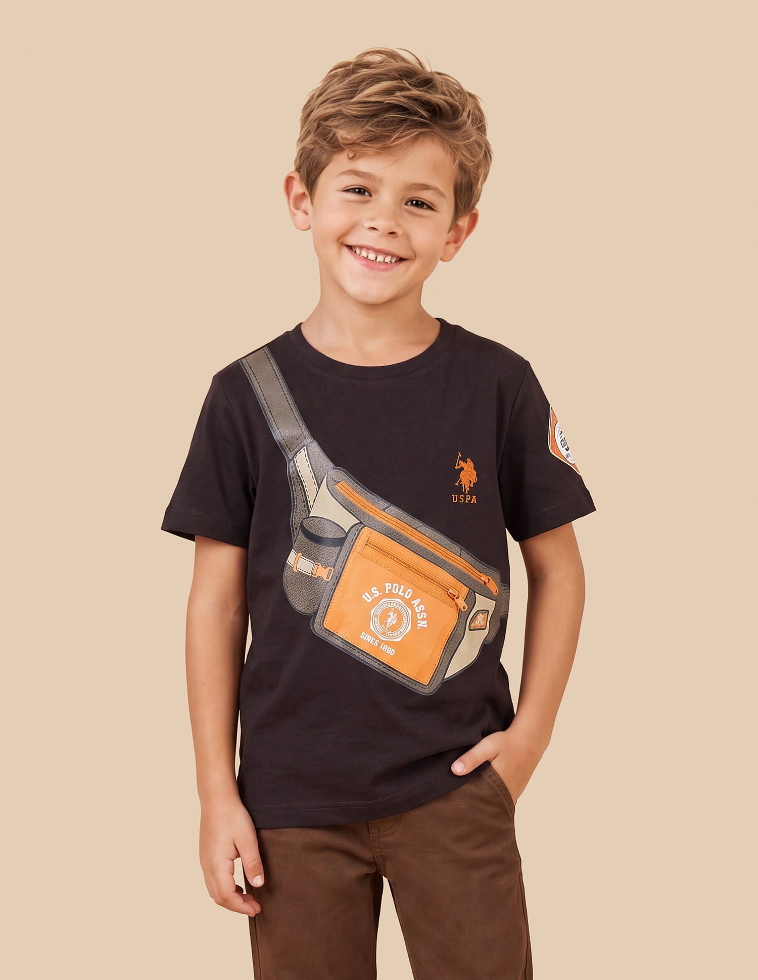 Graphic Printed Regular Fit T-Shirt Brown - U.S. Polo Assn. India | Large