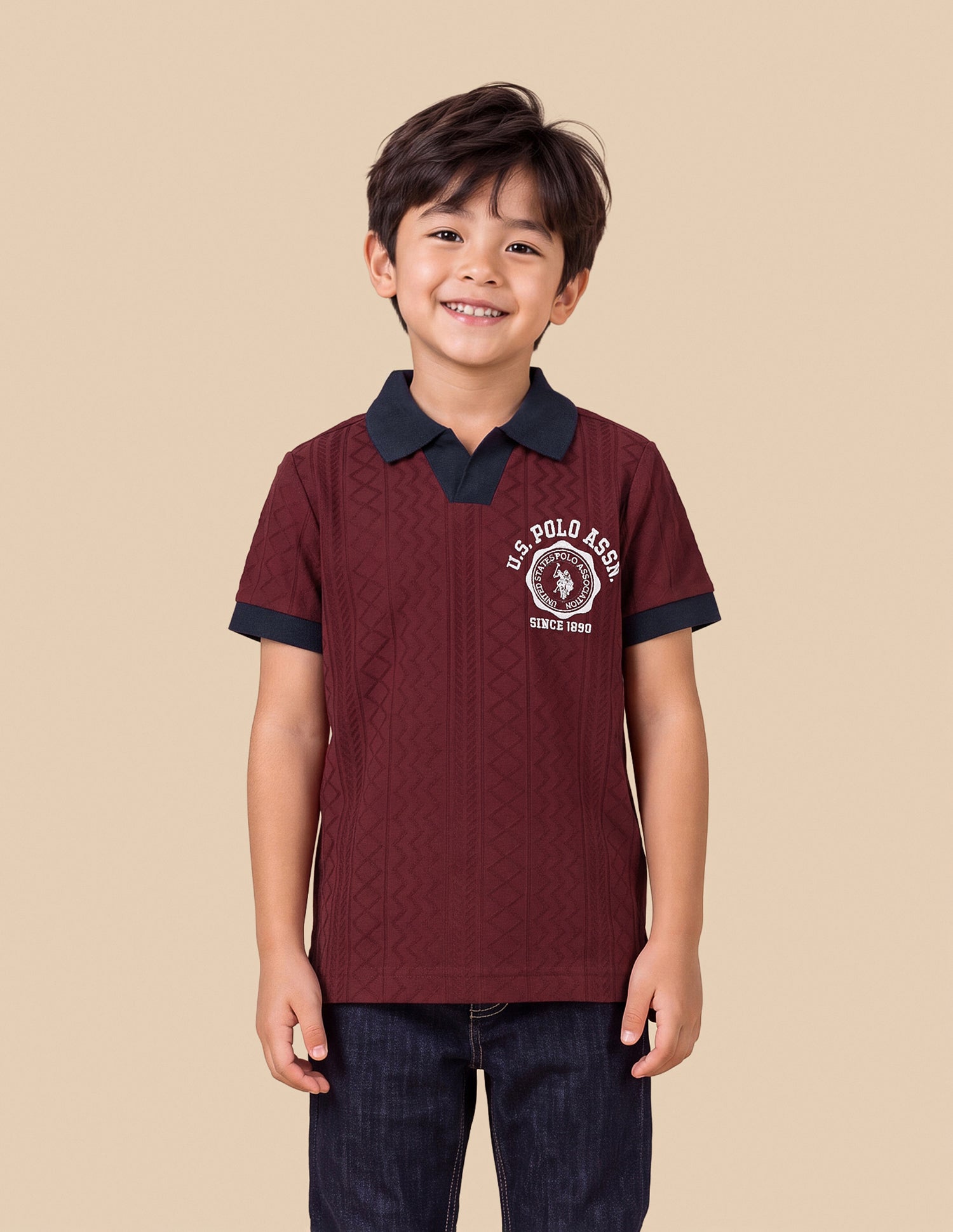 Self Design Geometric Regular Fit Polo Shirt Red - U.S. Polo Assn. India | Large