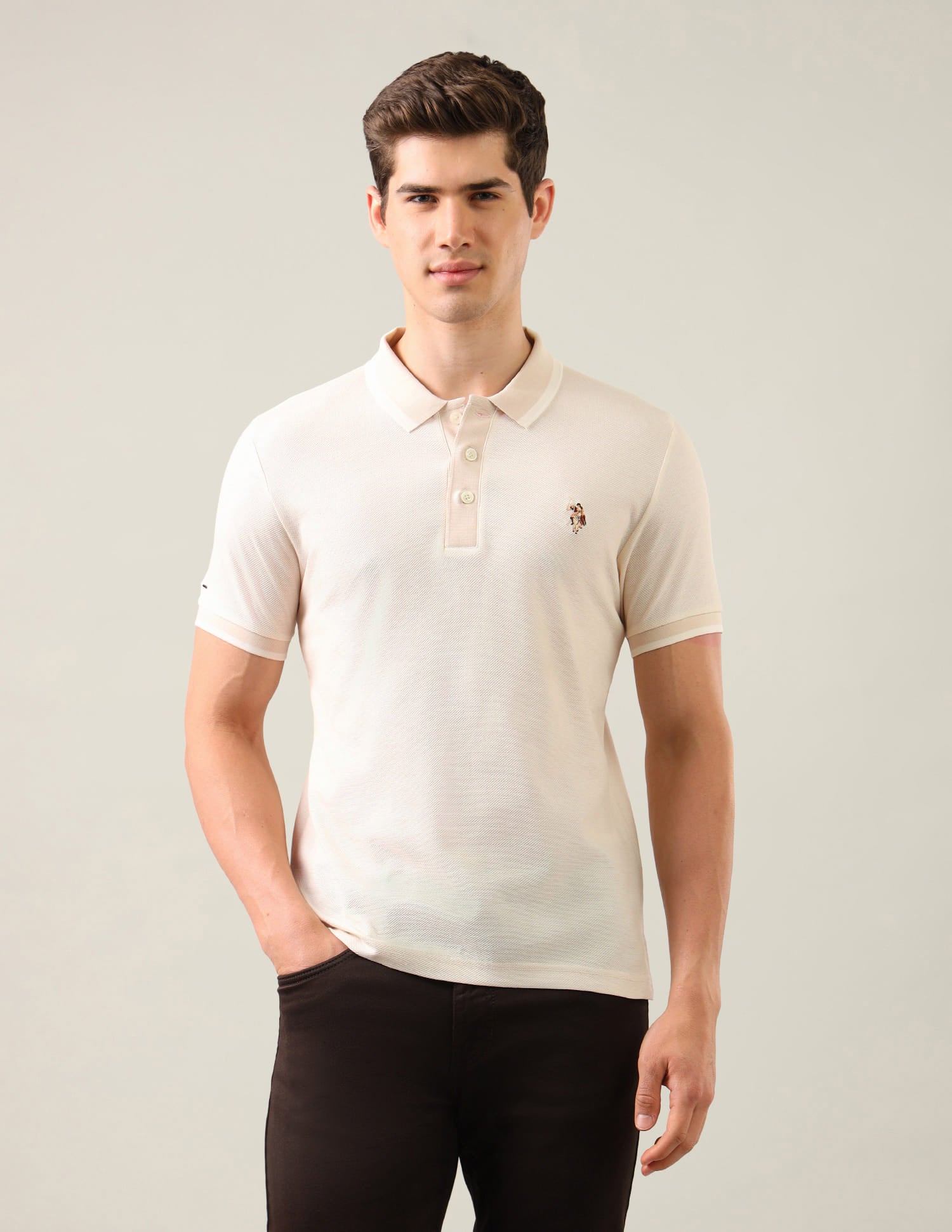 Solid Slim Fit Polo Shirt White - U.S. Polo Assn. India | Large