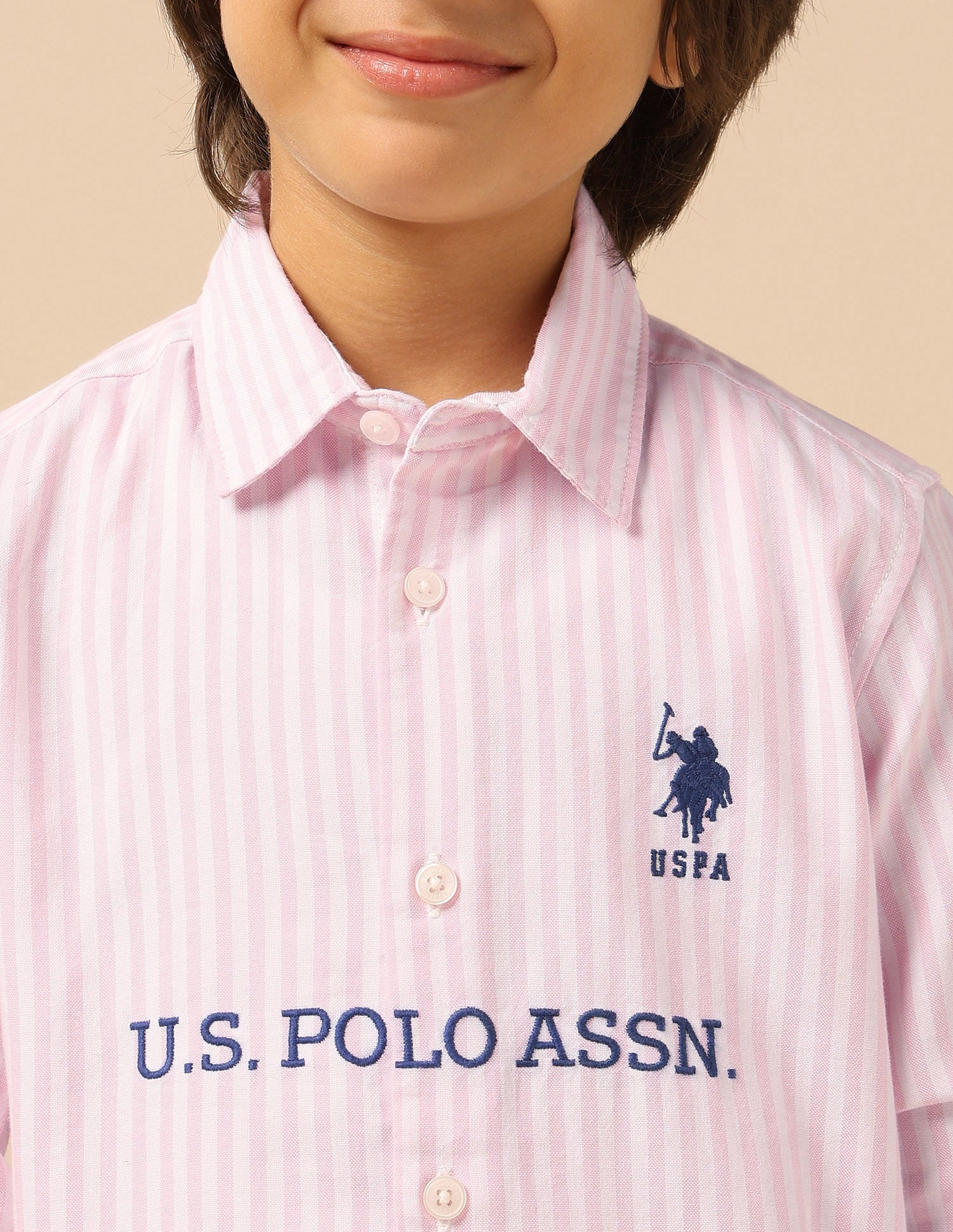 Boys Brand Embroidered Oxford Shirt Light Pink - U.S. POLO ASSN. | Large