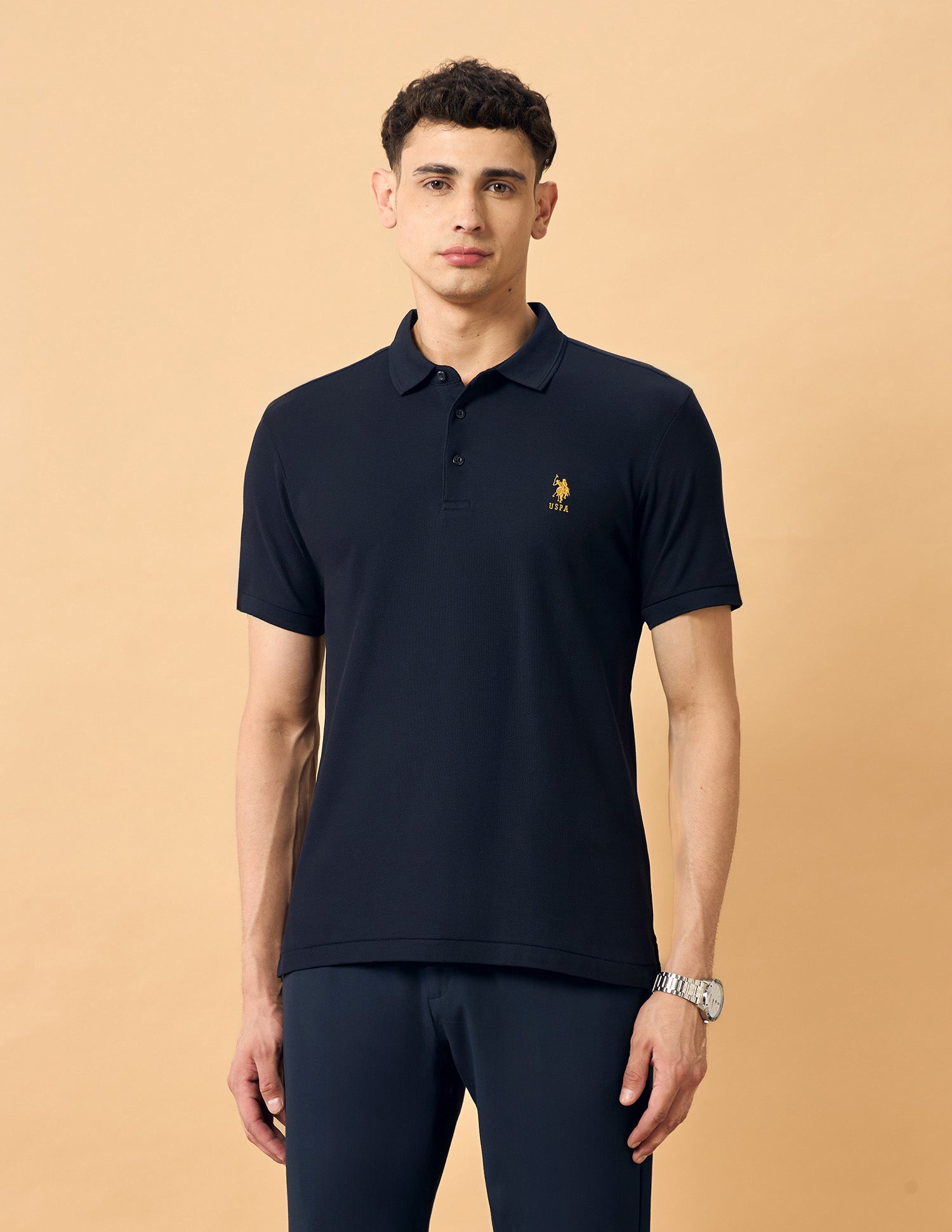 Pacho X Solid Cotton Polo Shirt Navy - U.S. POLO ASSN. | Large