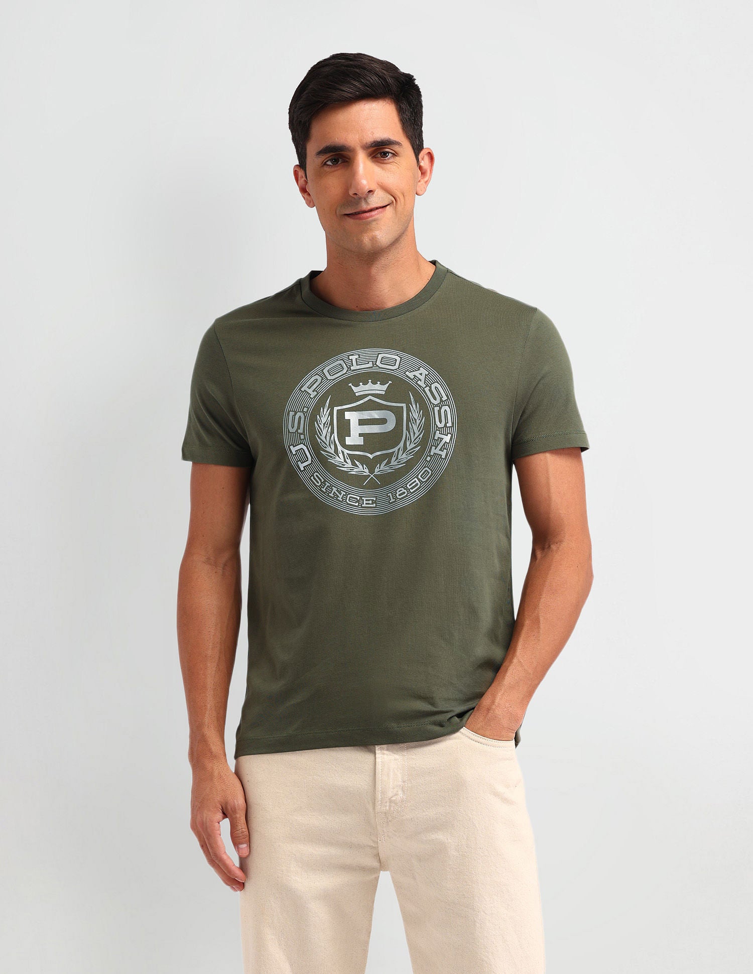 Collegiate Muscle Fit Brand T-Shirt Olive - U.S. POLO ASSN. | Large