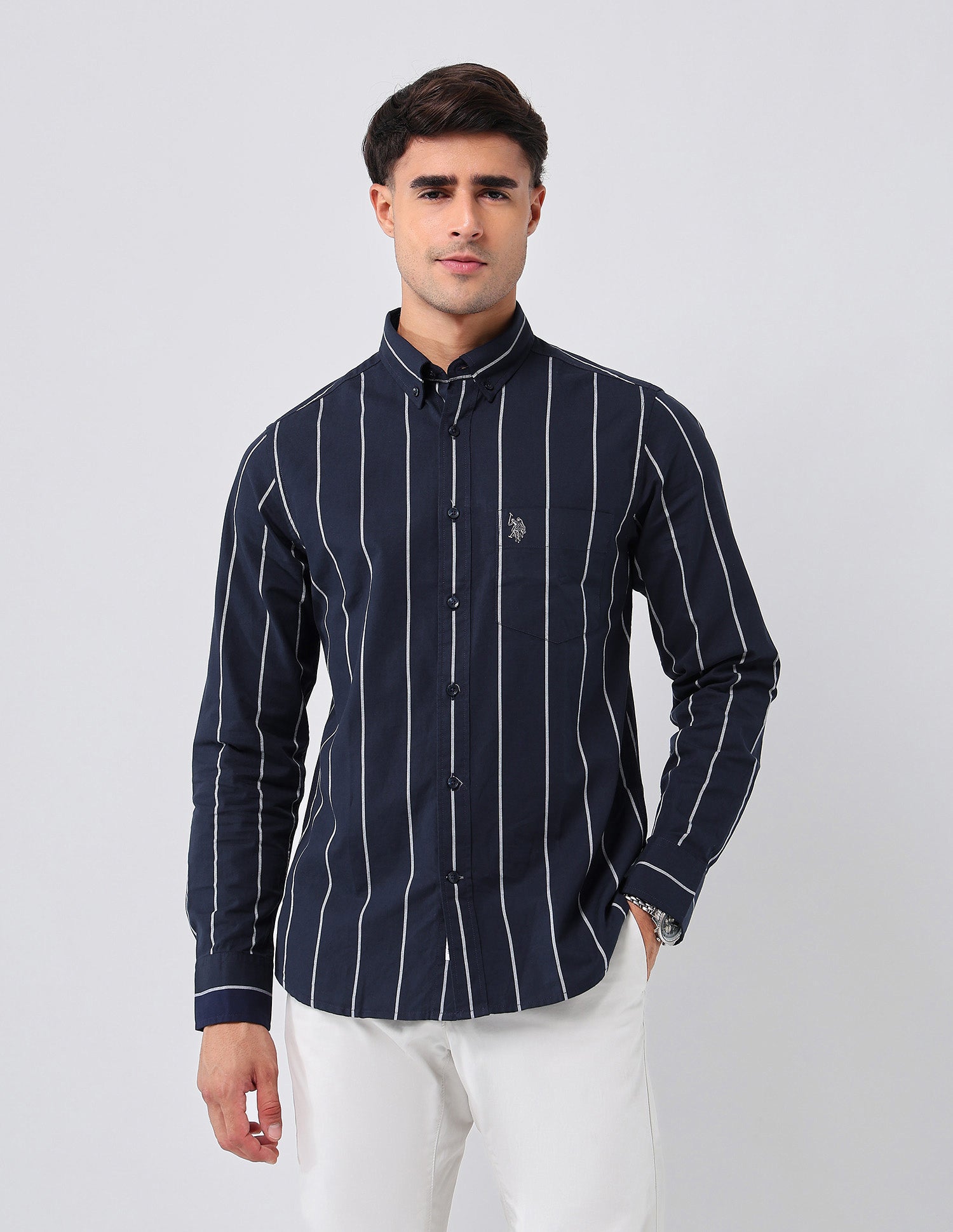 Vertical Striped 135Th Shirt Navy - U.S. Polo Assn. India | Large